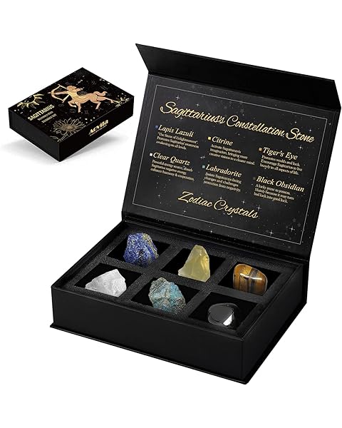 Sagittarius Crystals Gift Set, Zodiac Signs Healing Crystals Birthstones with Horoscope Box Set Sagittarius Astrology Crystals Healing Stones Gifts