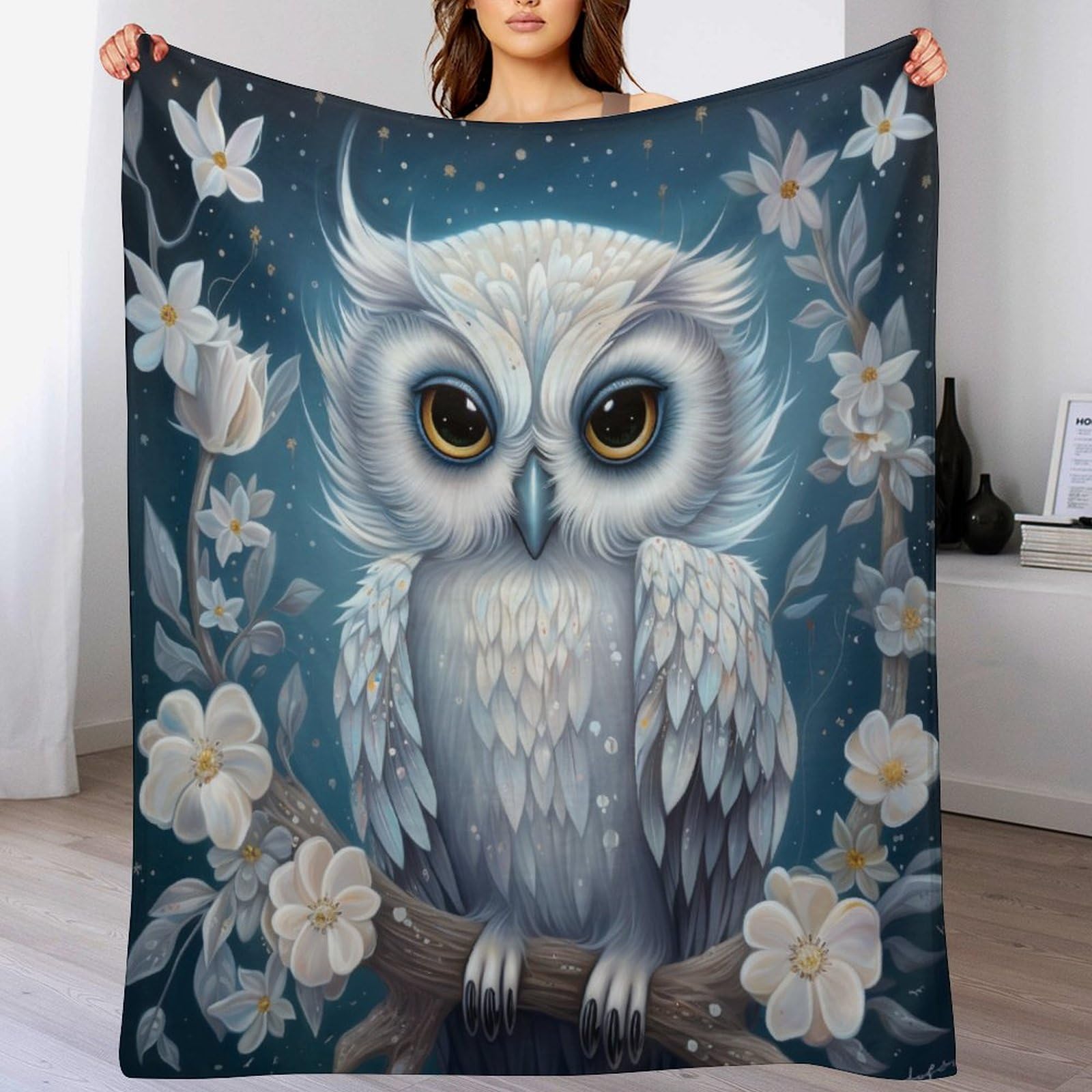 Couverture polaire hibou : le plaid flanelle idéal pour vos soirées lecture sur le canapé