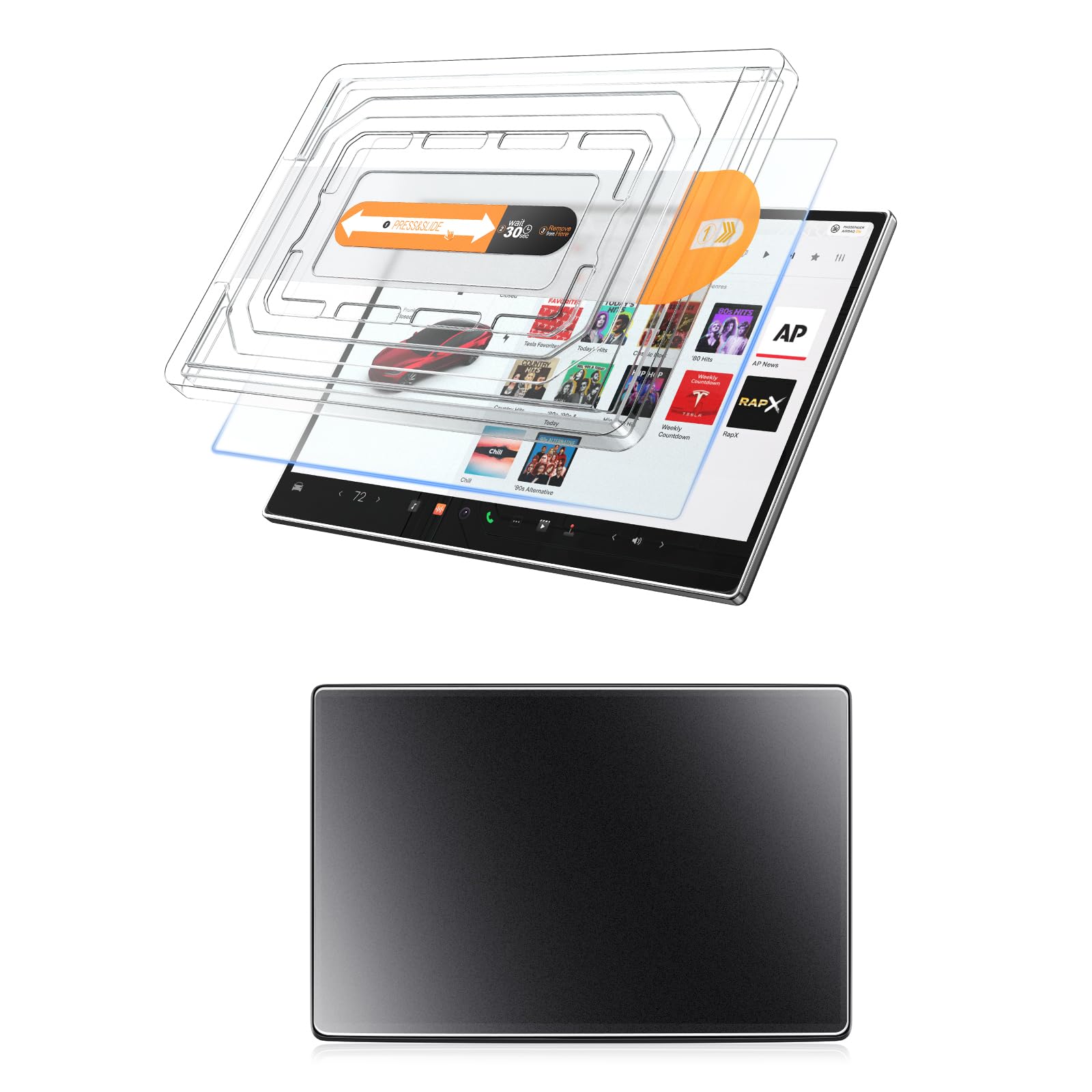 CDEFG Compatible avec Tesla Model Y Juniper 2025 2026 Film de protection d'écran de navigation QHD 16" Écran tactile GPS Mat Verre trempé Accessoires Juniper 2025 (installation automatique)
