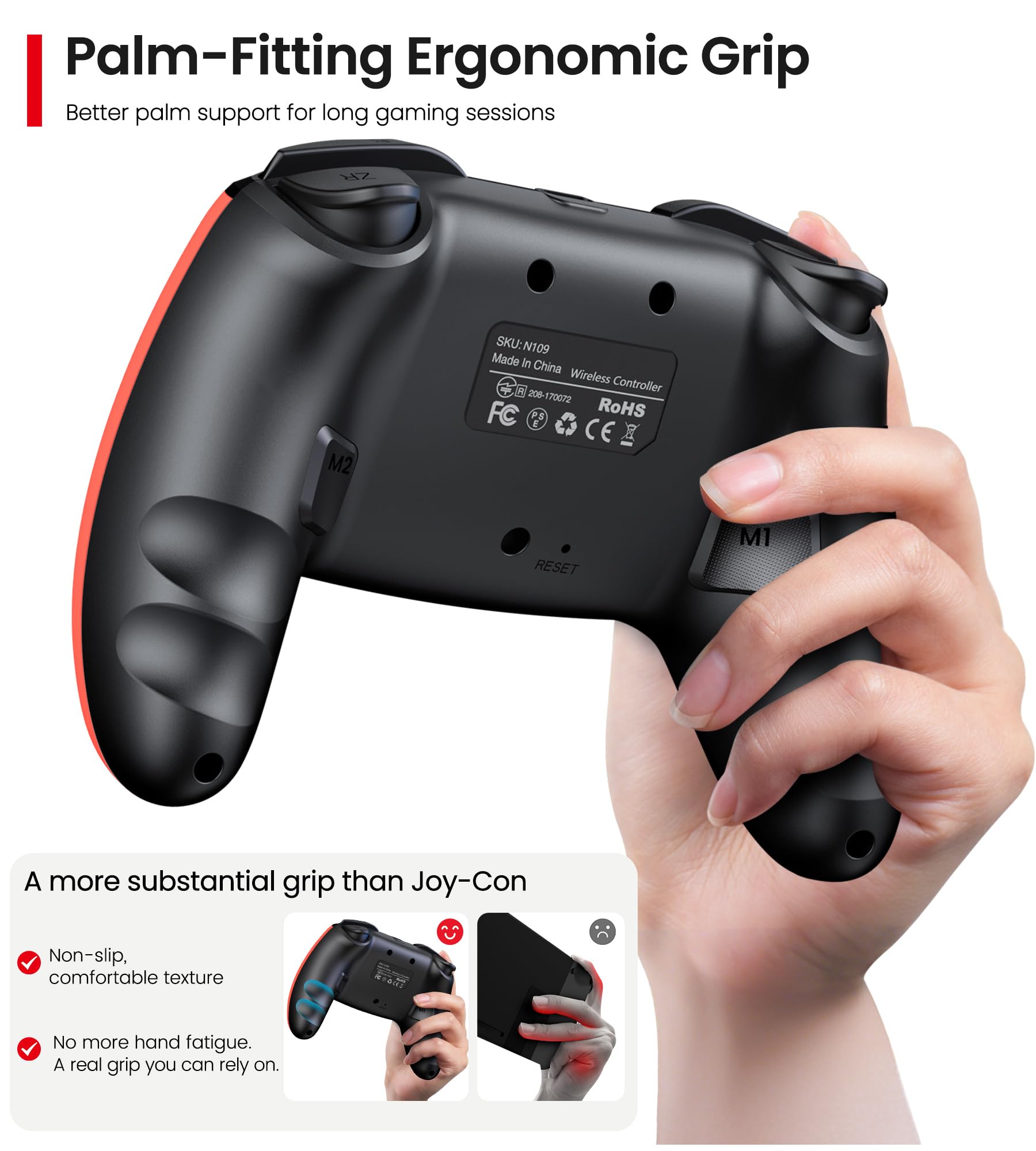Wireless Pro Controller für Switch 2/Switch 1/Lite/OLED/Android/IOS/PC, Gamepad mit Programmierbar/6-Achsen Gyroskop/Dual Vibration/Turbo/1000mAh Akku, Ergonomisch Gestalteter Präzise Joystick