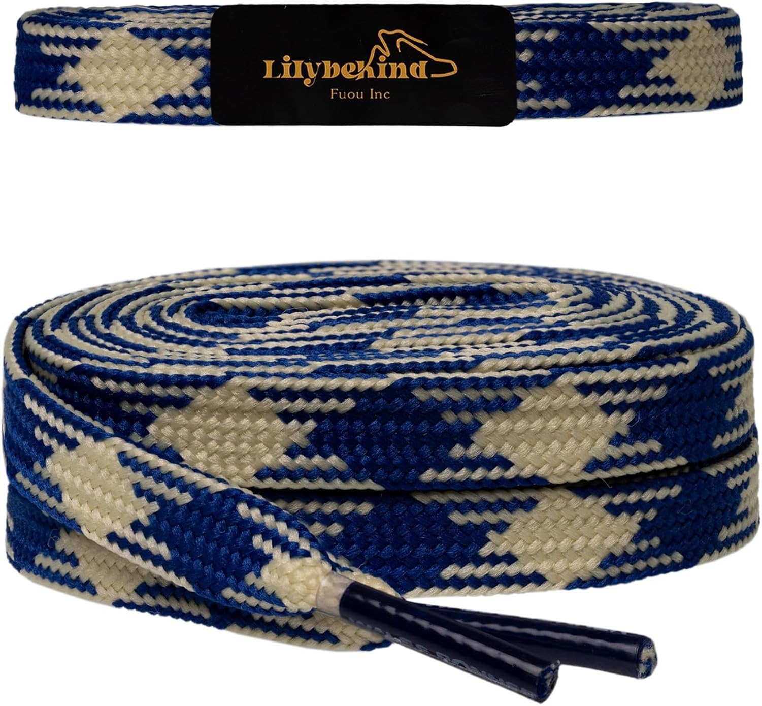 WOMGKDA Colored Flat Shoe Laces 5/16'' 51'' Replacement Shoelaces for Sneakers Gym Trainers Shoestrings, Blue White