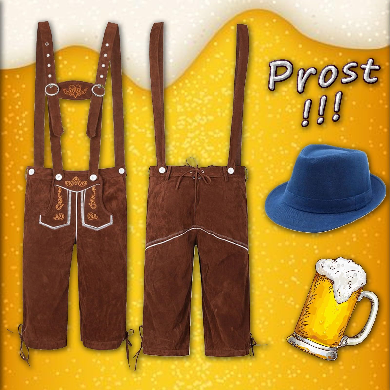 CokbyavlaHalloween Costume for Men,German Beer Shirt German Costume For Men Lederhosen Men Shirt Beer Festival Dress 2024 Mens Renaissance Costume Men Overalls
