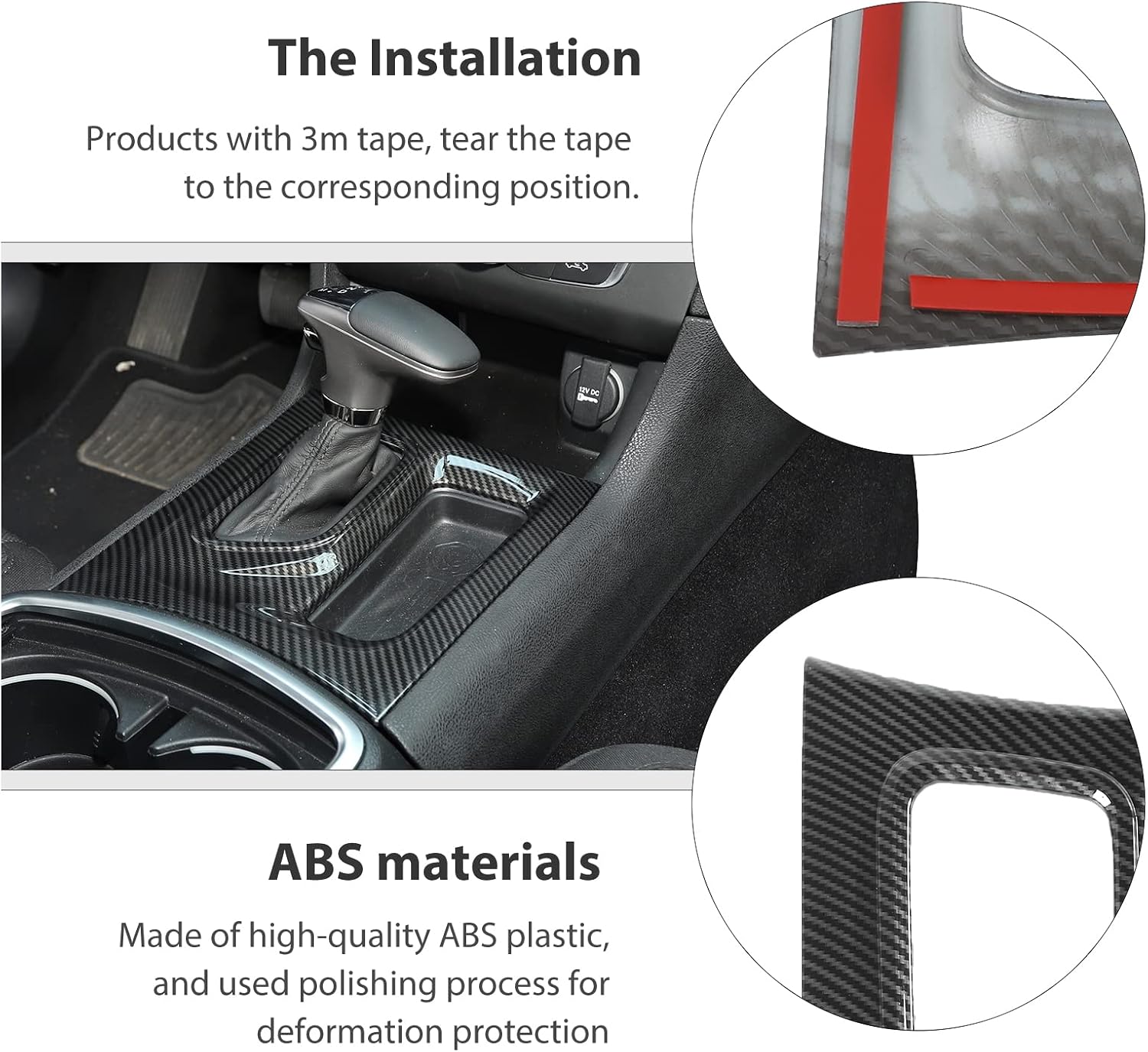 CheroCar for Dodge Charger Central Control Gear Shift Panel Trim Fit for Dodge Charger 2015-2025 (Black Carbon Fiber) image 5