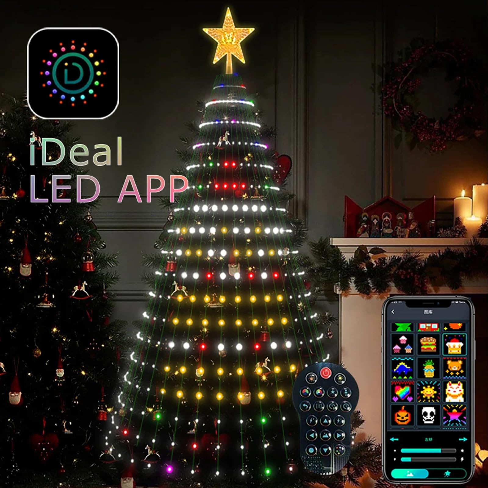 ZWOOS 400 LED Luci Albero di Natale Smart, RGB Luci Per Albero di Natale, Personalizza Motivi, Colori e Testo, 29 Motivi Incorporati, Controllo APP/Telecomando, Plug Power, Altezza 2 m