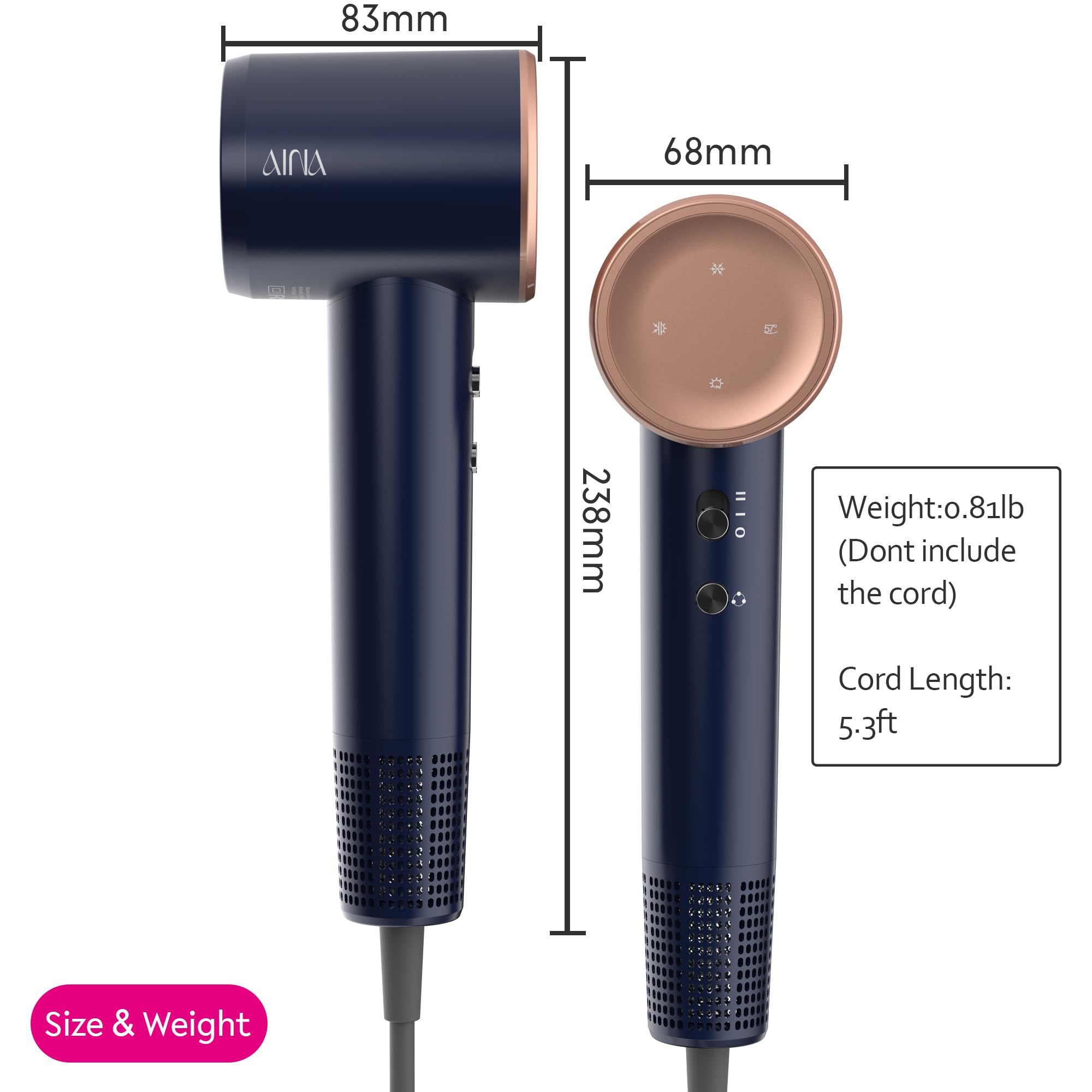 Amazon.co.jp: AINAディフューザー付きヘアドライヤー、マグネット