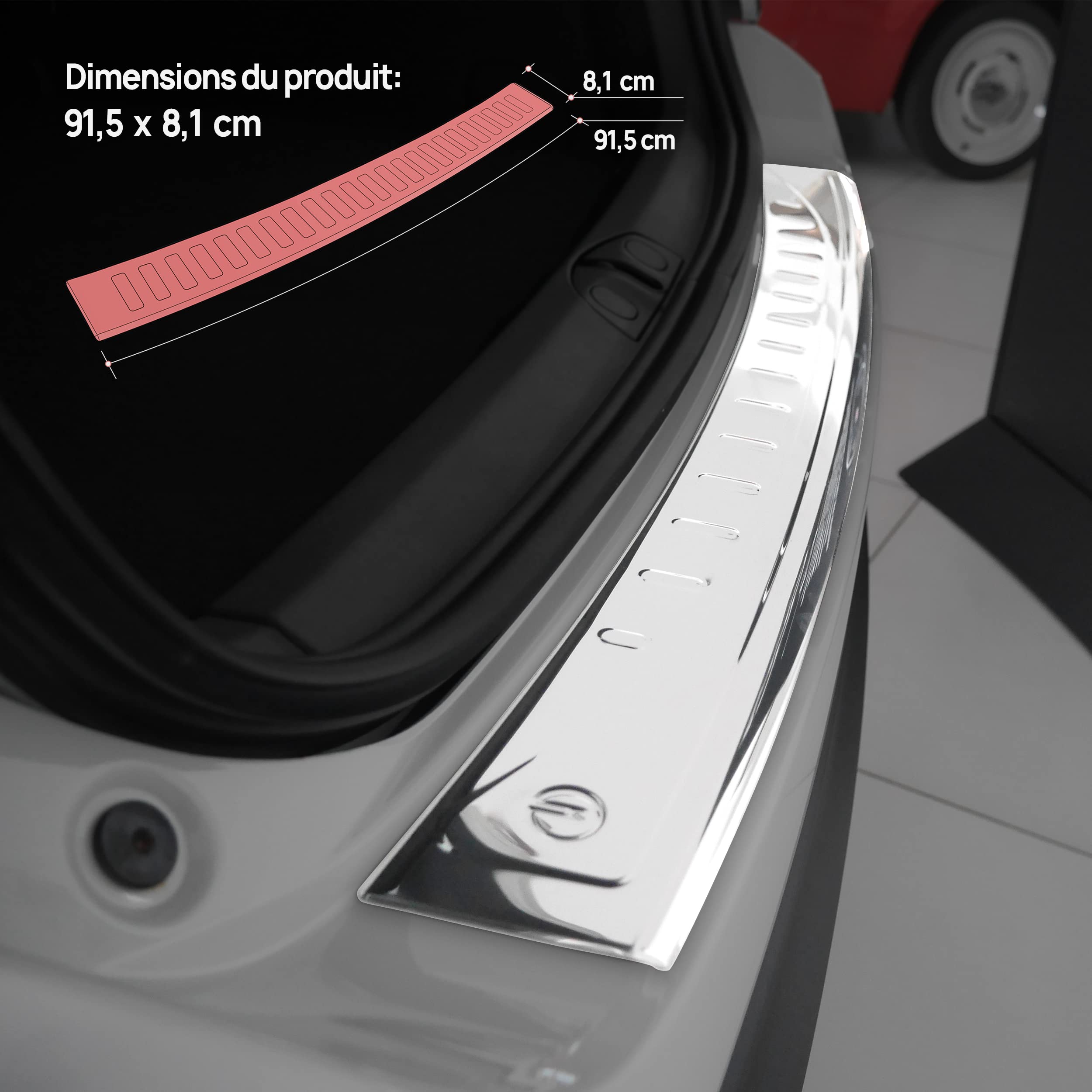 CHROMEMASTER Protection Pare-Chocs Arrière Compatible Peugeot Partner 2019+ - Bande Seuil Coffre Acier Inox Brossé Graphite Mat
