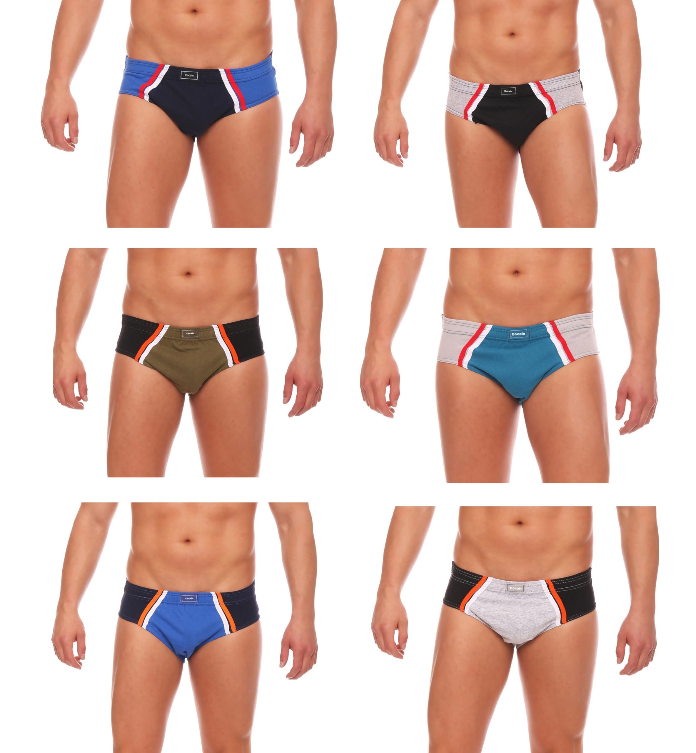 Cocain underwear 6 | 9 | 12 sztuk kolorowych męskich majtek sportowych majtki bez rozporka 100% bawełna czesana w różnych kombinacjach kolorystycznych rozm. M do 4XL