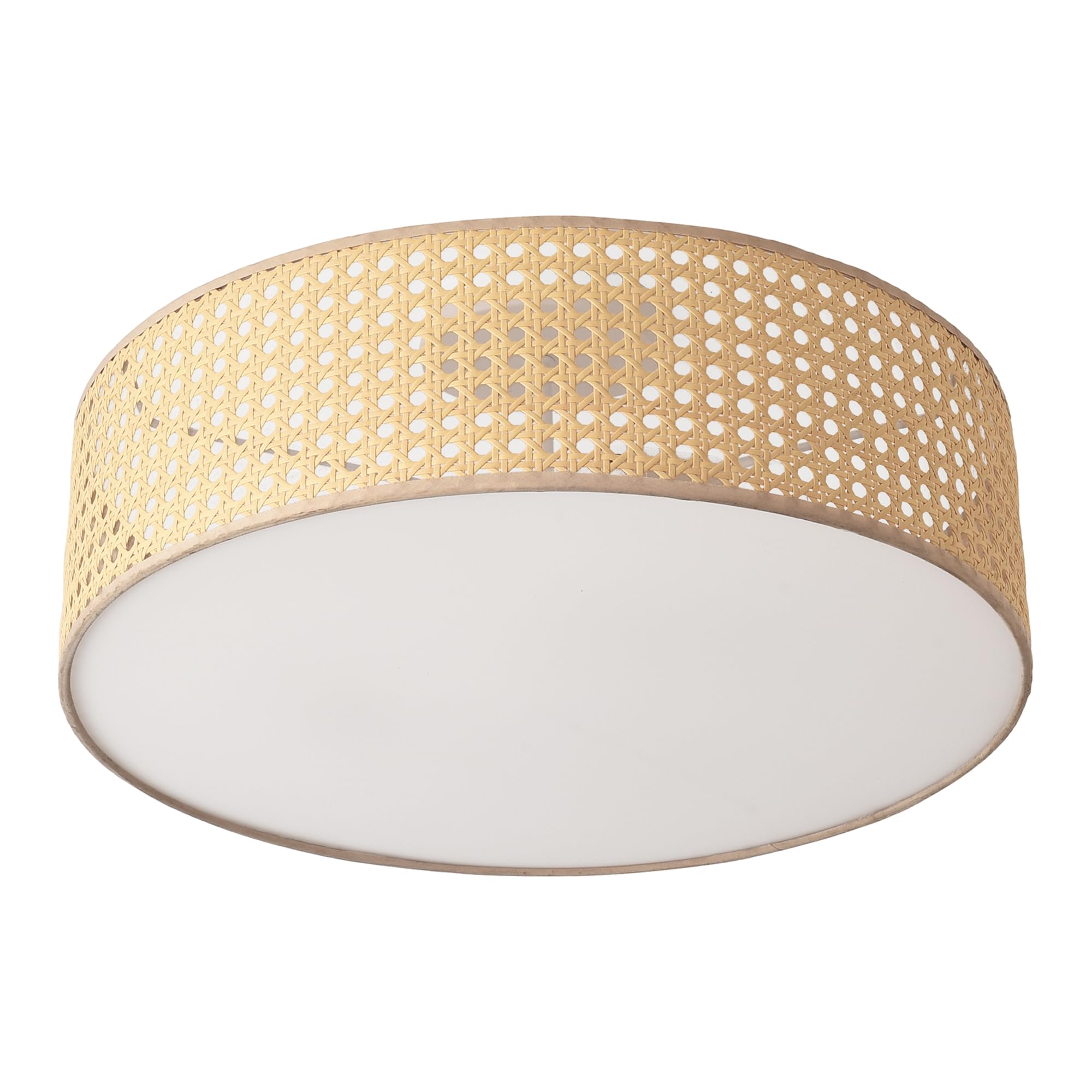 lux.pro Plafoniera con Paralume Cilindrico 13 x Ø45 cm Lampada da Soffitto con 3 Attacchi Lampadina per Salotto Soggiorno Camera da Letto - Effetto Rattan