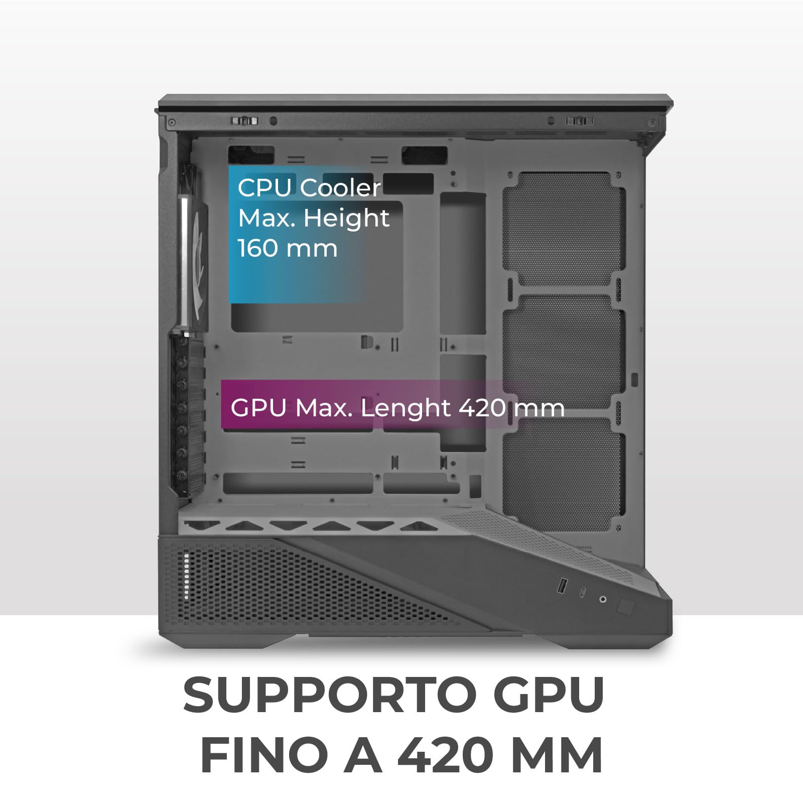 Noua Cool G5 - Caja ATX para PC Gaming, 0,60 mm, SPCC, 4 ventiladores Dual Halo RGB, 5 V, 3 pines, ADD, RGB, vidrio templado, 3 puertos USB 3.0/2.0, paneles laterales de cristal templado