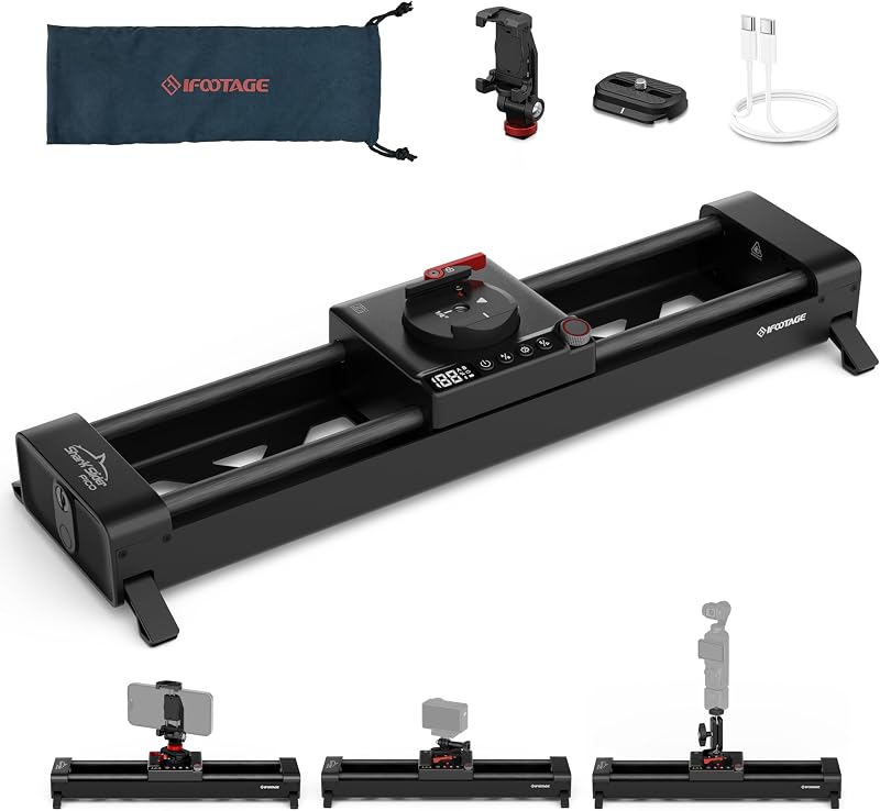 Deslizador de cámara motorizado Pico, deslizador eléctrico de 2 ejes con giro de 360°, control de aplicación, NFC de un toque, lapso de tiempo, parada de movimiento, compatible con DJI Pocket 3/Action 5/6, para Vlog y grabación de vídeo