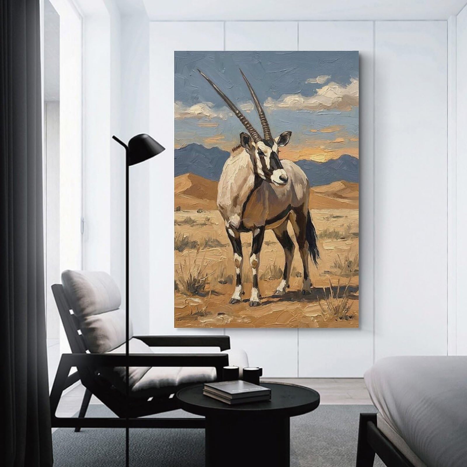 Junmoney Oryx in The Desert Canvas Wall Decor, 12x18inch(30x45cm), for Office, Study Or Home Workspace, Wall Art That Adds Style to Work Areas
