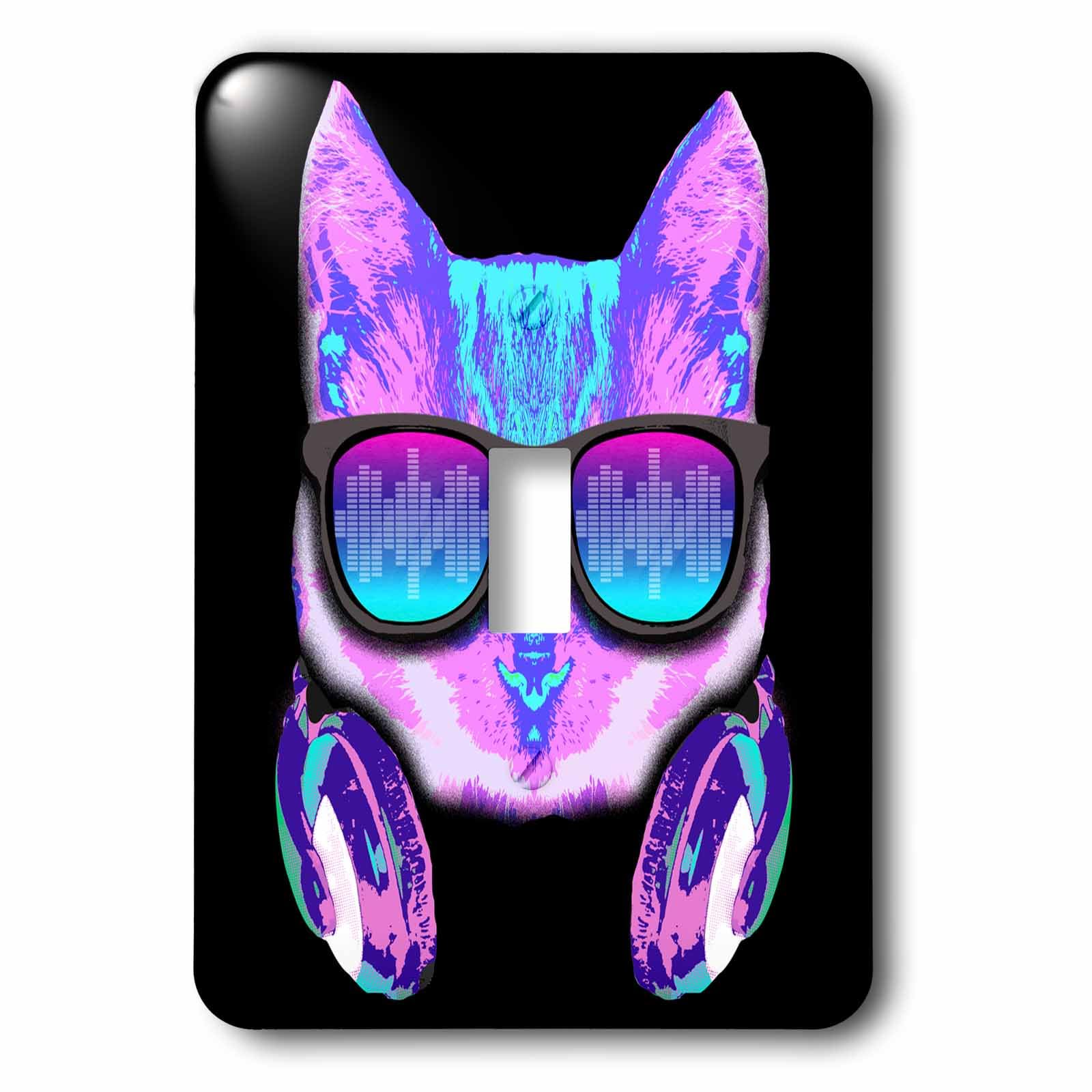 Disco Chat avec lunettes et écouteurs multicolore interrupteur 3dRose - 3