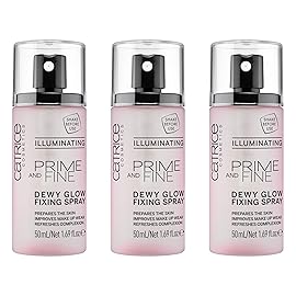 Catrice | Prime & Fine Illuminating Dewy Glow Spray | Transparent and Fast Drying Fixing Spray| Paraben Free & Vegan | Cruelty Free (Pack of 3)