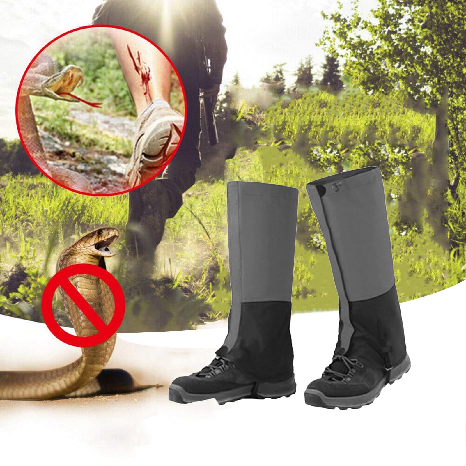 Guêtres De Jambe, Couvertures De Raquettes Anti-Morsure De Serpent, for La Chasse À Pied De Ski De Neige en Montagne, Guêtres De Bottes De Randonnée d'escalade, Guêtres De Jambe Réglables