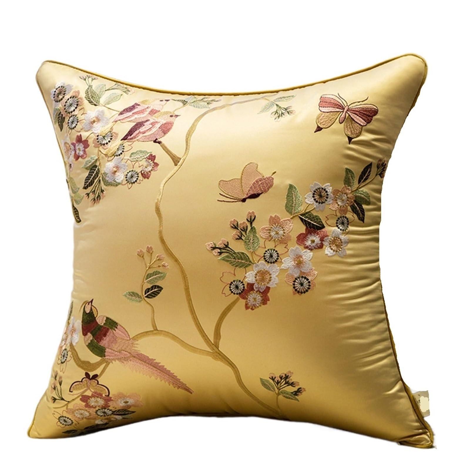 SNDISNV Embroidered Flower Bird Pillowcase For Bedroom