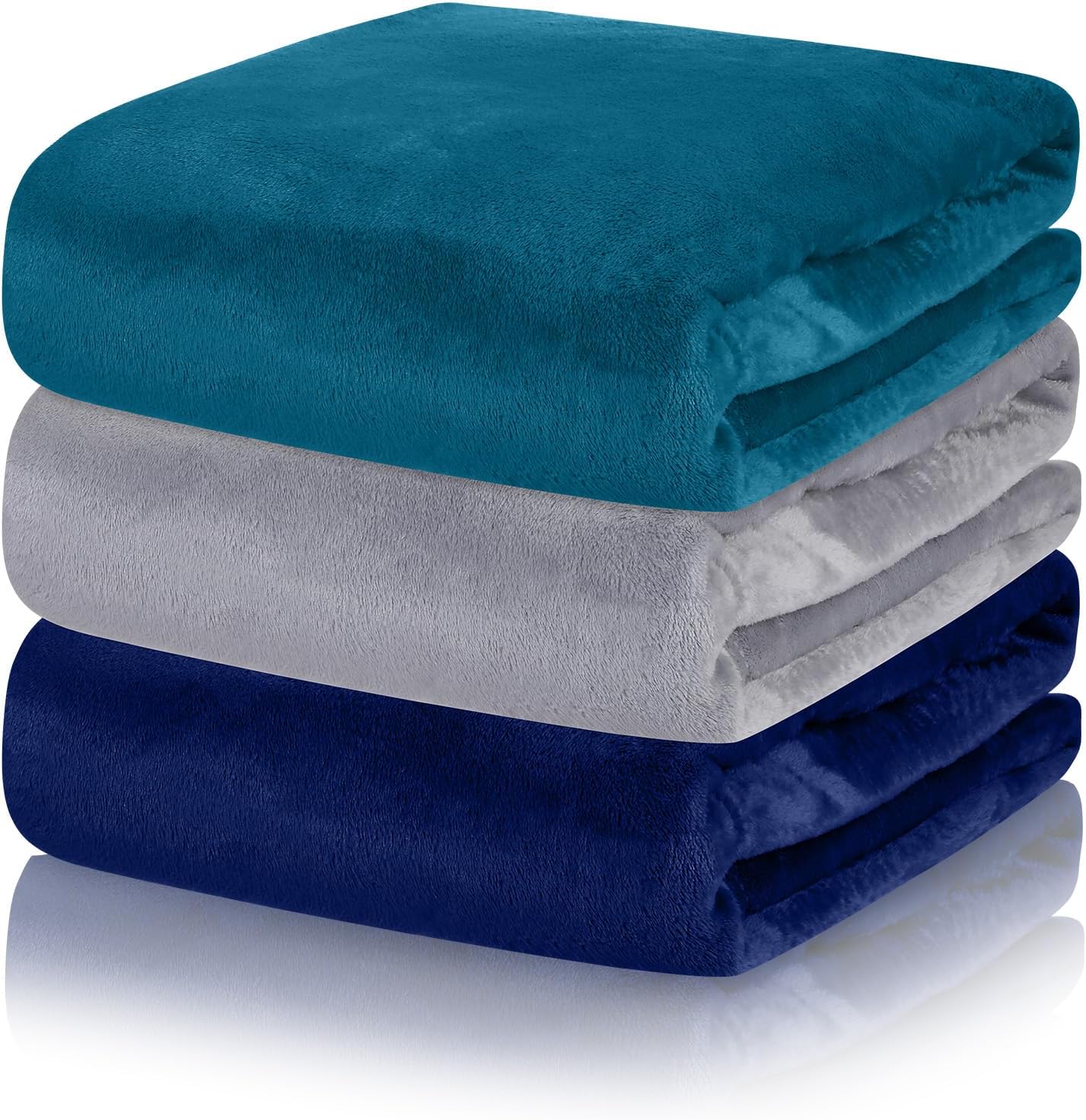 VitalCozy 3 Pack Fleece Throw Blanket Twin Size Soft Warm Plush Lightweight Fuzzy Couch & Bed Blanket Bulk for Valentine's Mother's Day Travel Camping(Dark Color,60" X 80")