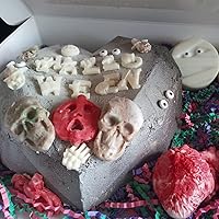 Vista 8 de Moldes de fondant de chocolate con corazón humano, 3 piezas, molde de silicona en forma de corazón humano 3D con cabeza de calavera para Halloween