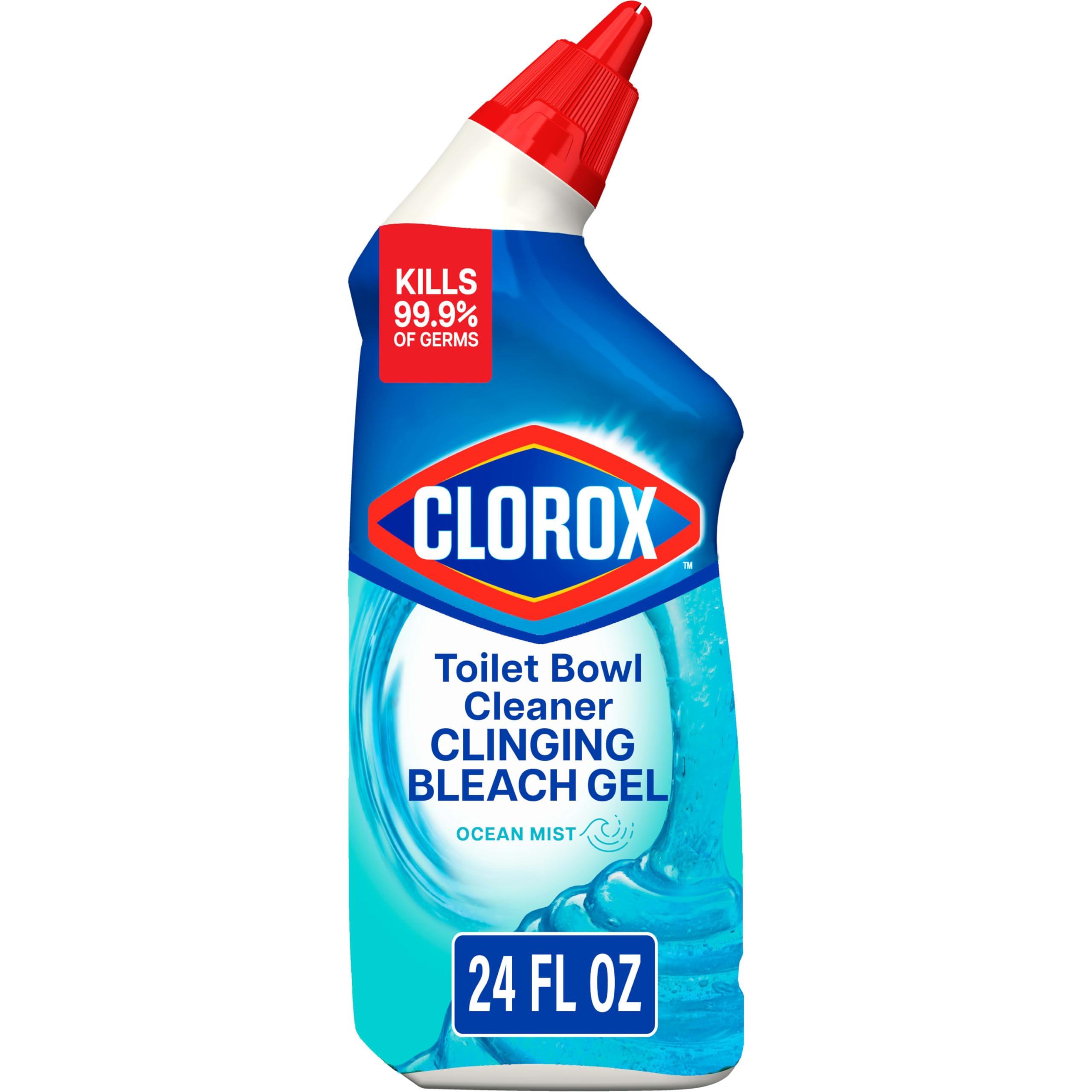 Clorox Toilet Bowl Cleaner, Clinging Bleach Gel, Cool Wave Scent, 24 Ounces-image-45