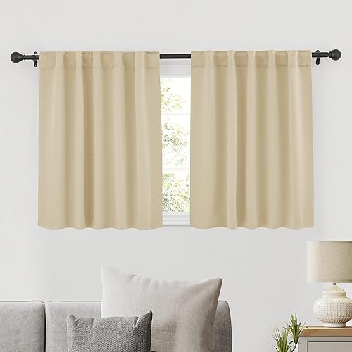 Miniatura 106 de RYB HOME - Cortinas blancas, cortinas para oscurecer la habitación, con aislamiento térmico, juego de cortinas opacas para dormitorio, sala