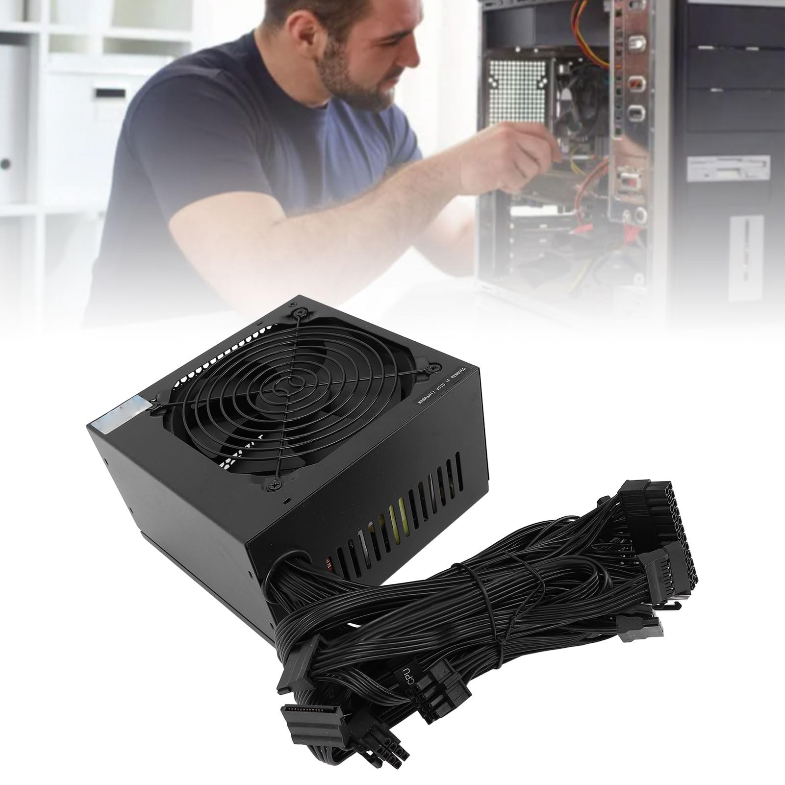 Fabater Alimentatore per Computer da 600 W PSU Affidabile Ed Efficiente per PC da Gioco Dual Core Case ATX con Ventola Nera da 12 Cm