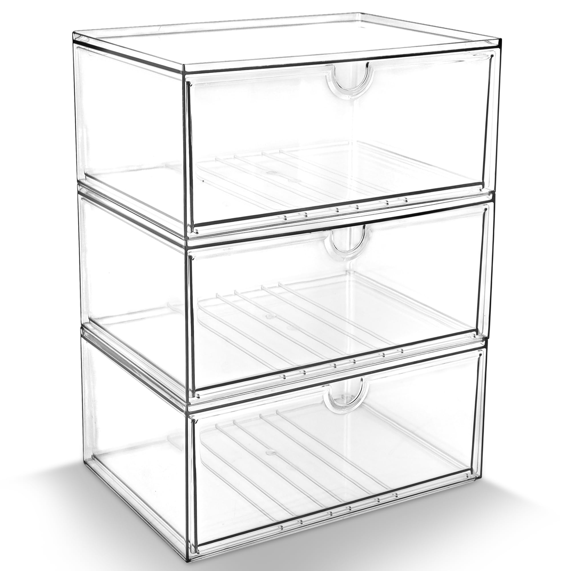 Photo 1 of Prsildan Stackable Acrylic Drawer Organizer - 3 Pack, Transparent