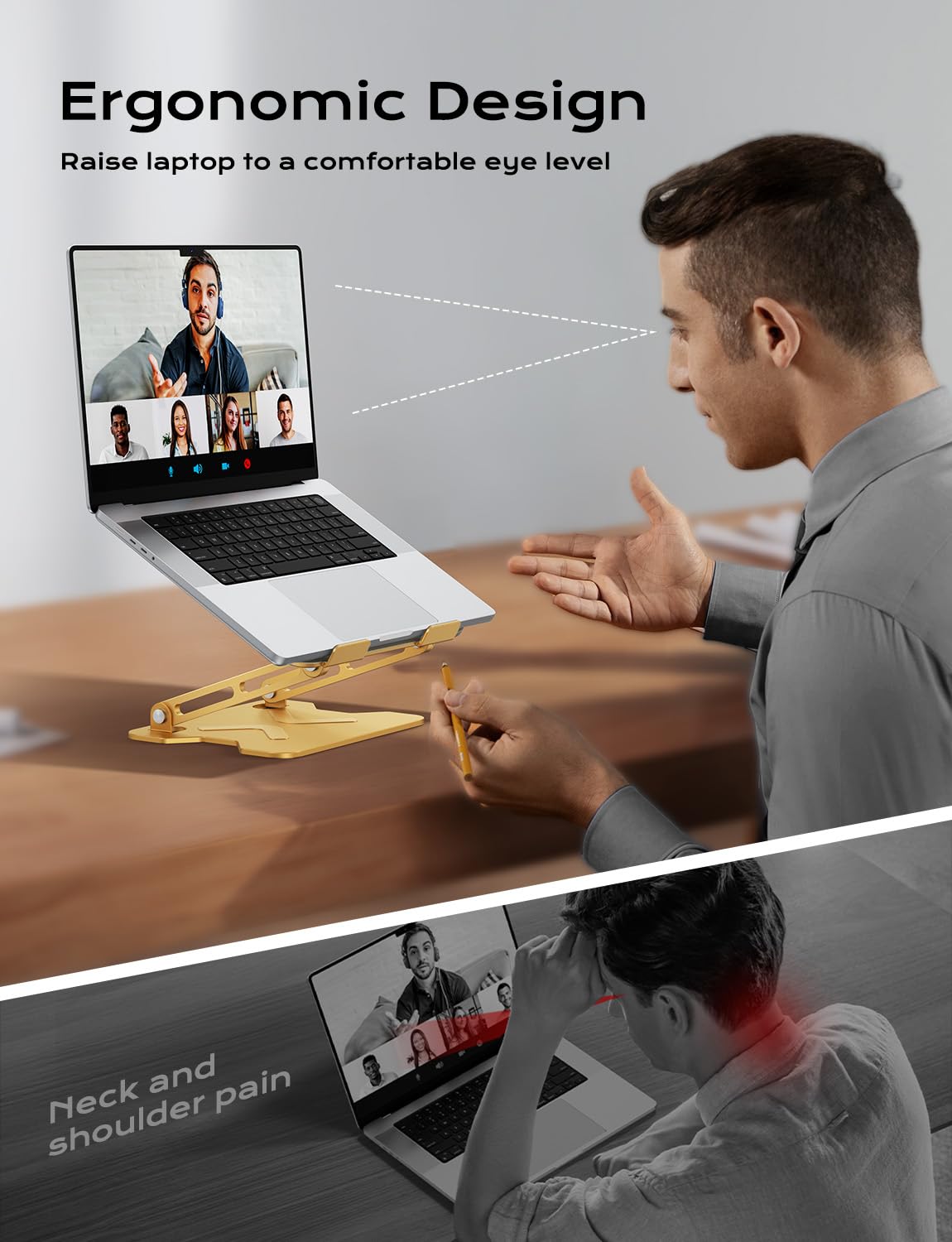 JCZT Soporte Ajustable para computadora portátil, Elevador Plegable de Metal, Soporte portátil para Laptop, Soporte de refrigeración ventilada para MacBook Air Pro, Todos los portátiles de 10 a 16