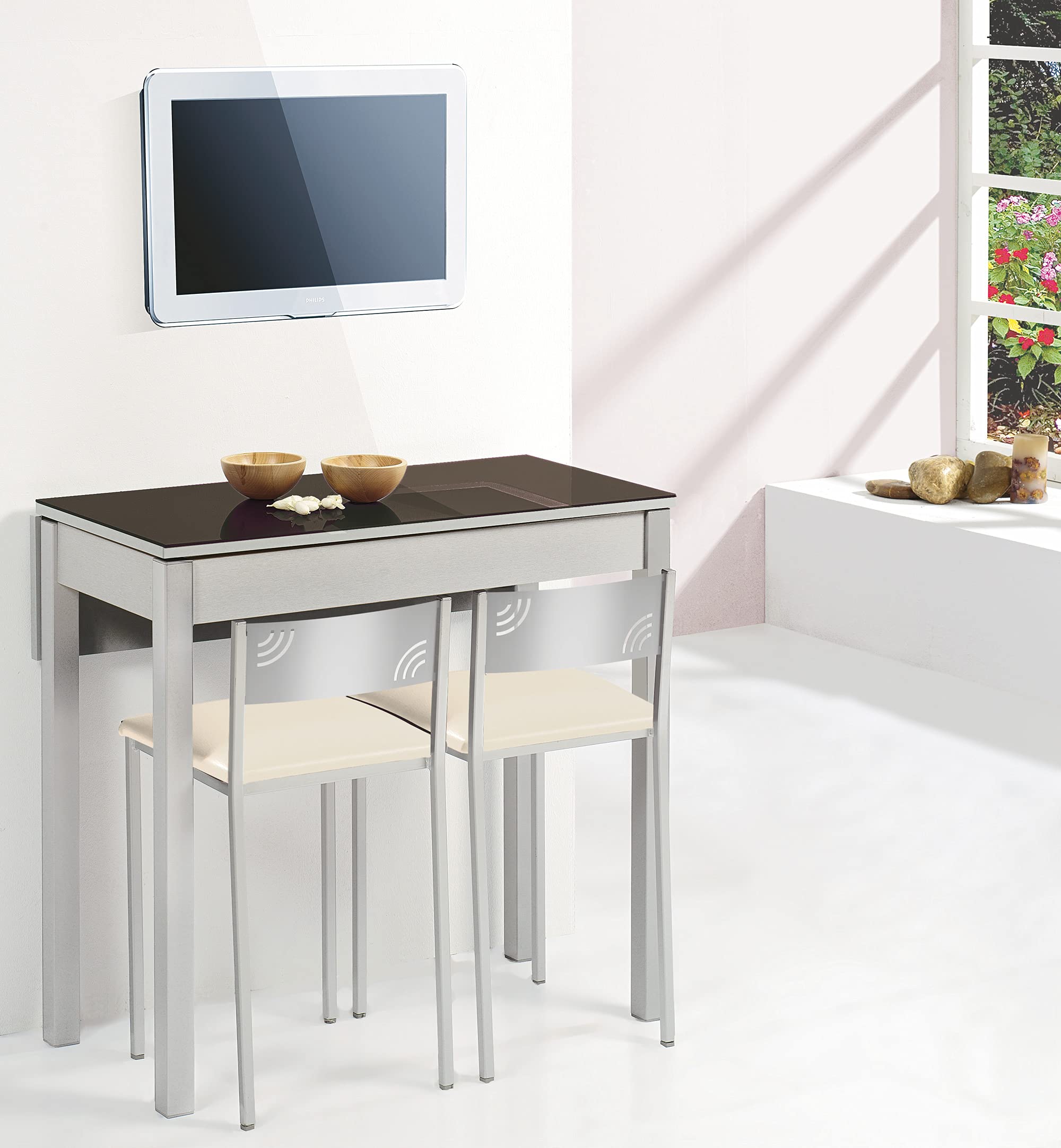 ASTIMESA Dos Taburetes de Cocina con Respaldo bajo en Polipiel Blanco, Altura de Asiento 45 cms, TARBBL
