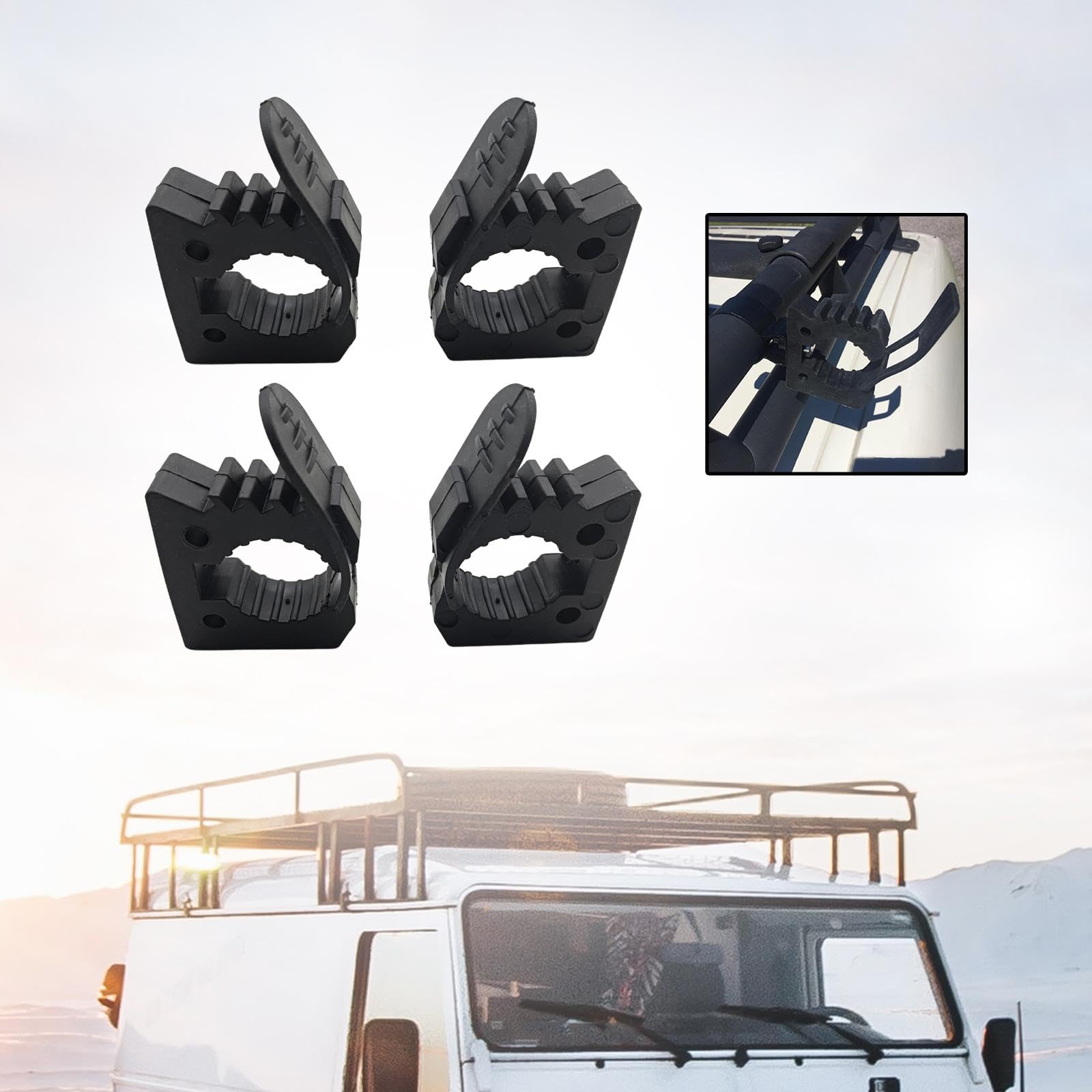 Kit de Montaje de Abrazadera de Goma de liberación rápida, Soporte de Pala, Accesorios de Coche, Mangos de Herramientas para UTV 4x4, Barco, RV, Negro