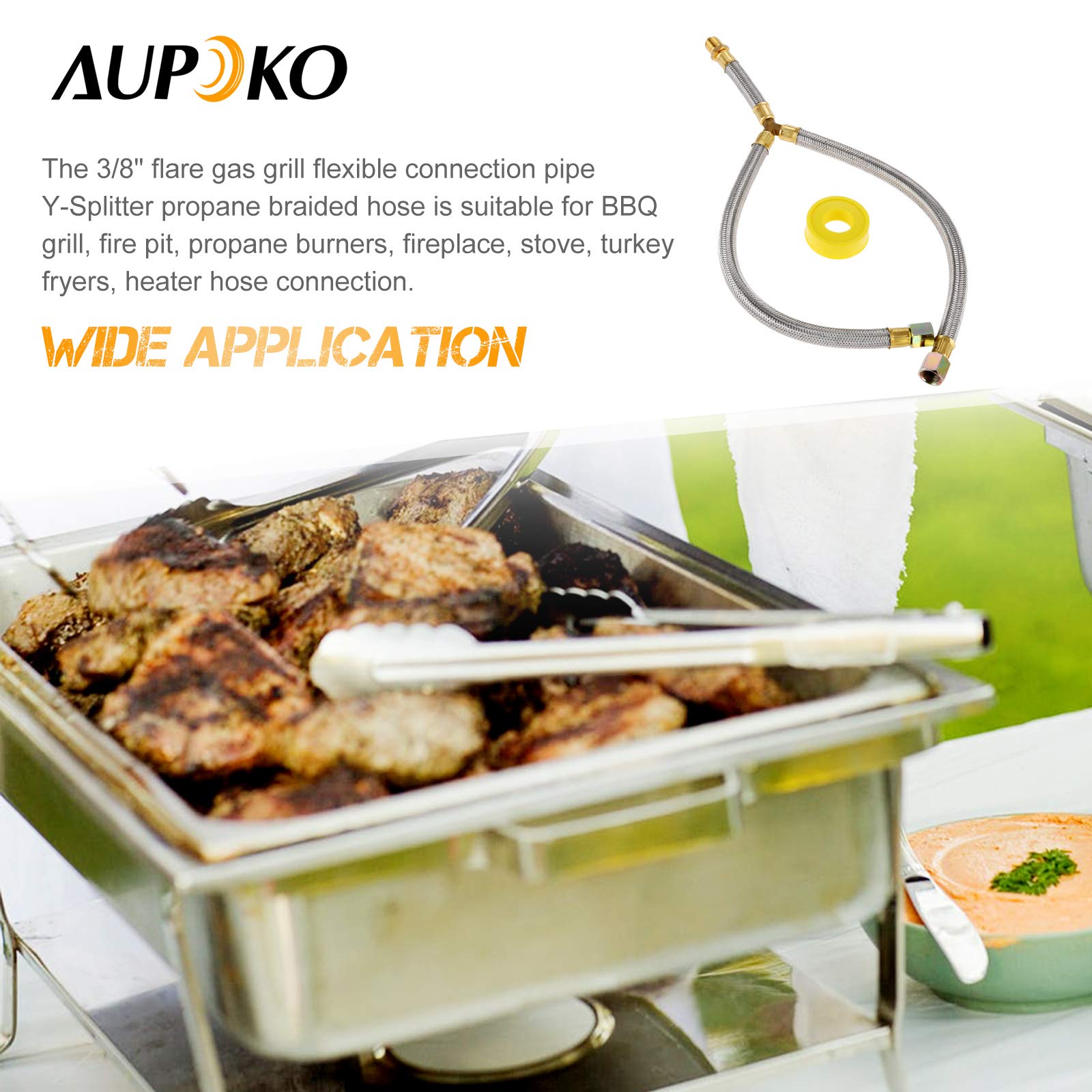 Aupoko Propane Y Splitter Connection Braided Pipe, 3/8