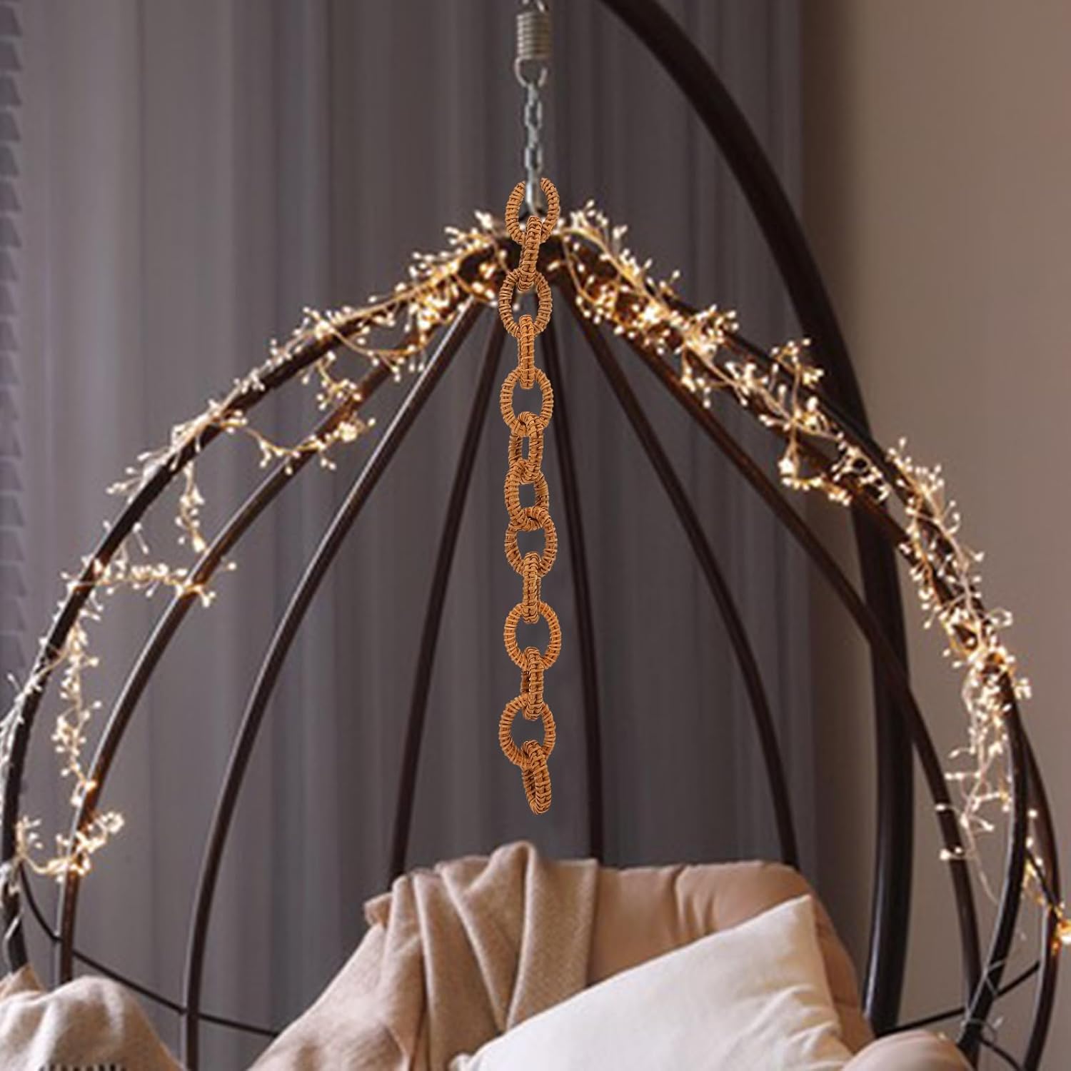 Rattan Woven Chain Link Decor 16.92In Rustic Decorative Chain for Wall Hanging Coffee Table Decoration Boho Style Home Art Craft - Image 4