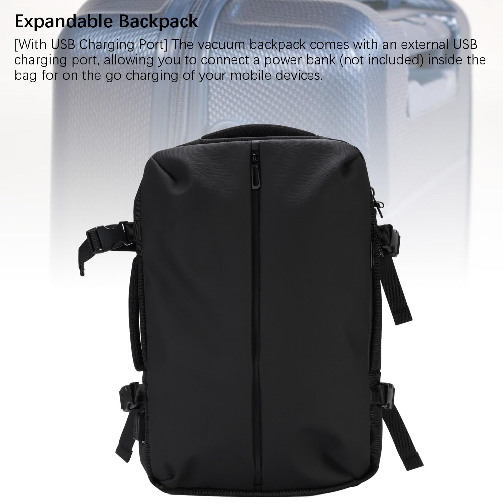 AMONIDA Sac à Dos de Voyage à Compression, Durable, Extensible, Sous Vide, avec Port de Chargement USB, pour Randonneurs, étanche à la Pluie, 22l-55l