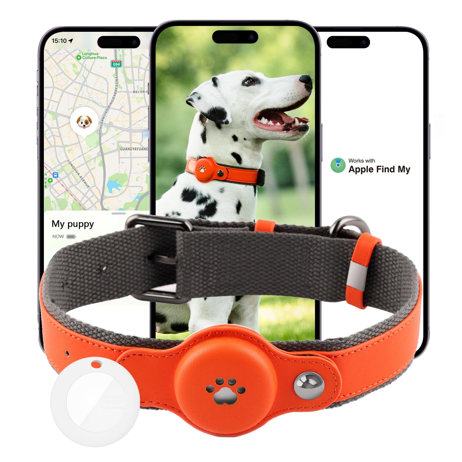 Traqueur GPS pour chiens - Étanche IP67 - Collier intelligent de suivi des animaux de compagnie - Emplacement en temps réel - Sans frais mensuels - Collier de suivi pour chiens de petite, moyenne et