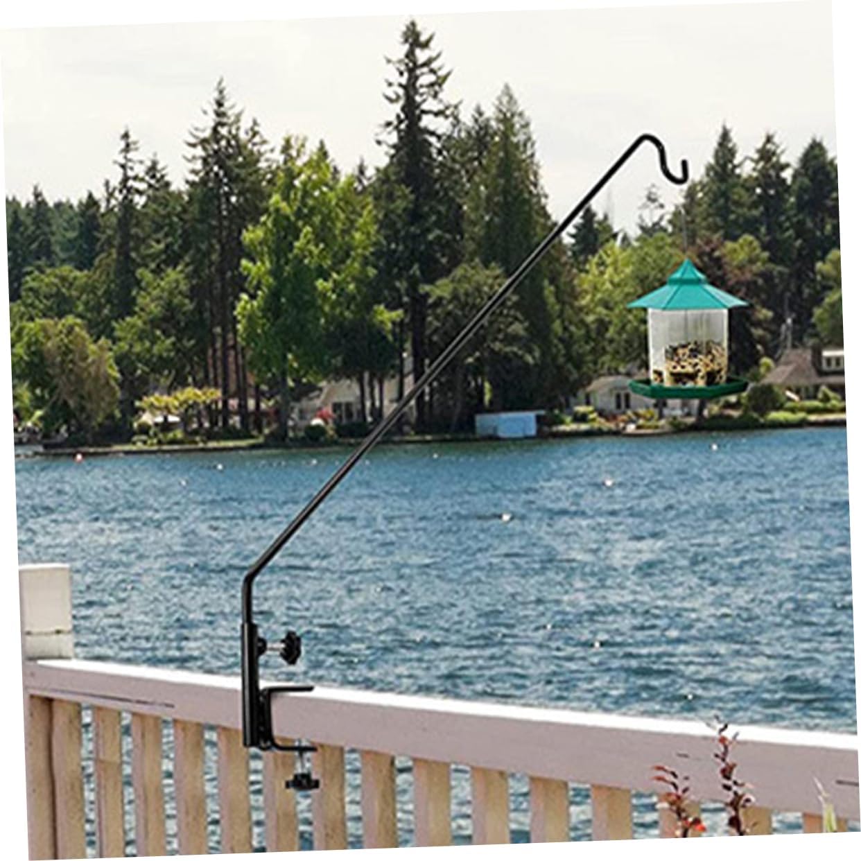 VICASKY Sturdy Adjustable for Bird Feeders and Plants Shepherd Hook for Deck Railing Outdoor Hanger Clamp for Lanterns and Hummingbird Feeders