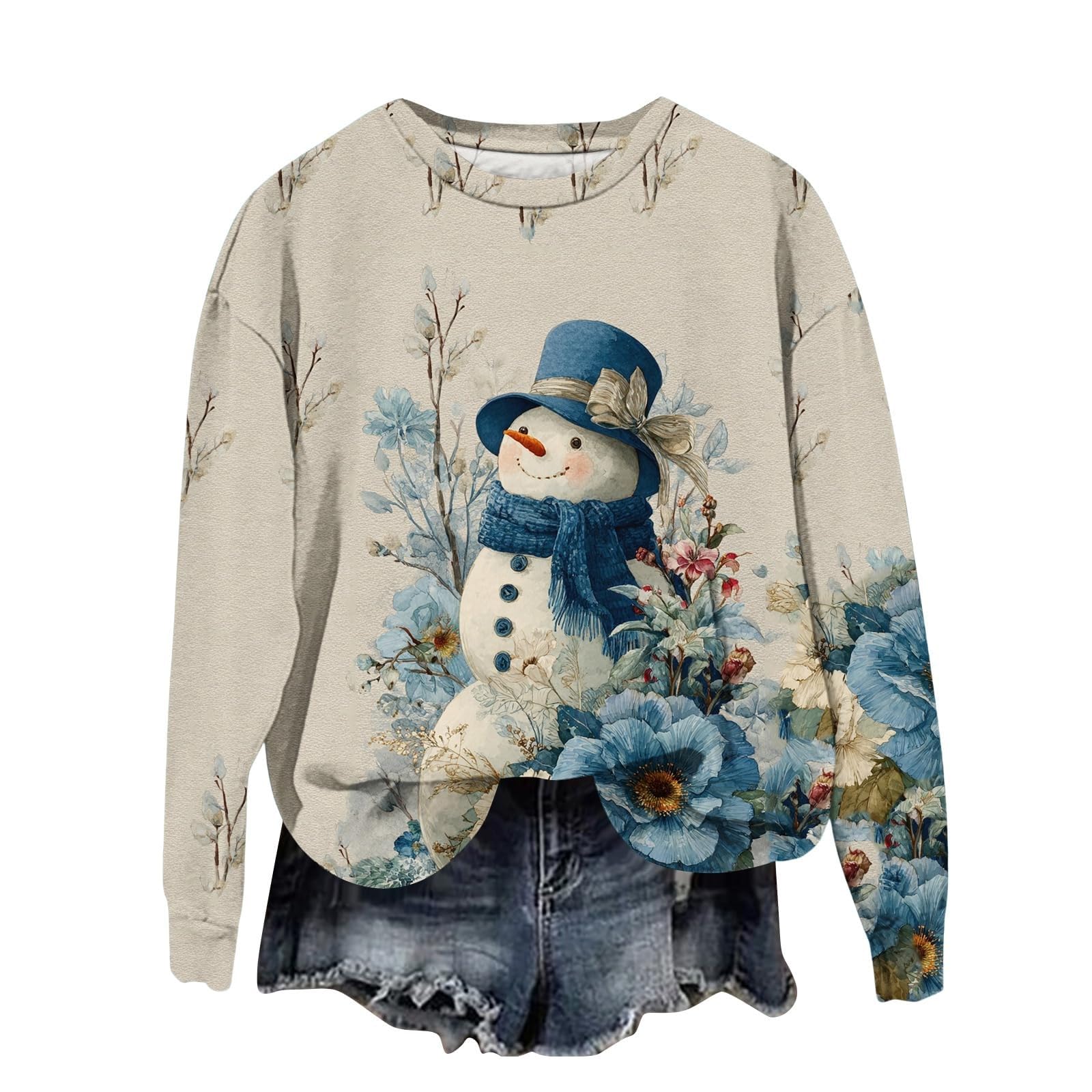 Sudadera de Navidad para mujer, holgada, ligera, talla grande, con estampado de gnomos de invierno, para vacaciones, cuello redondo, ropa deportiva para mujer
