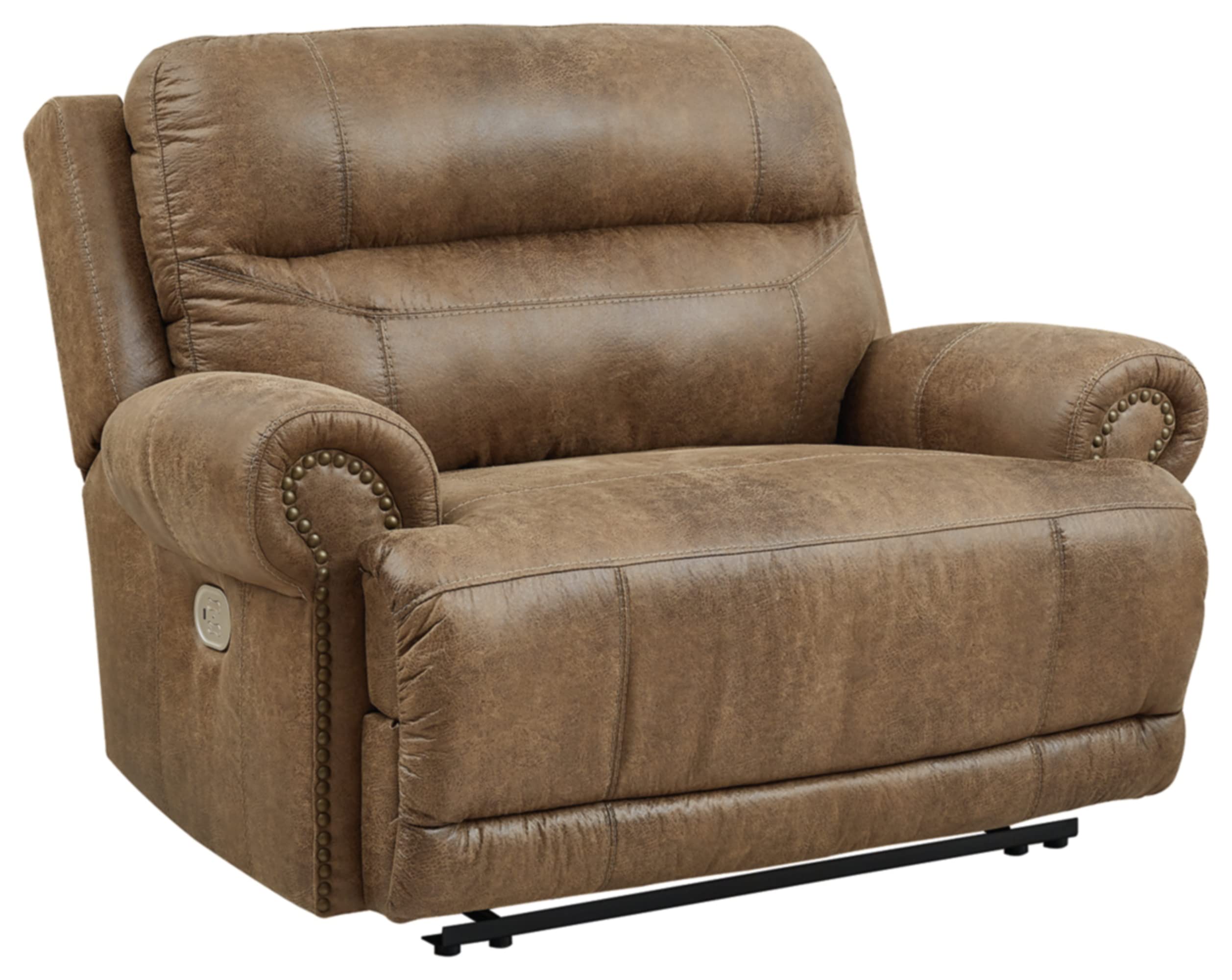 Amazon.com: Signature Design by Ashley Grearview Faux Leather Wide Seat Power  Recliner, Brown : Home & Kitchen