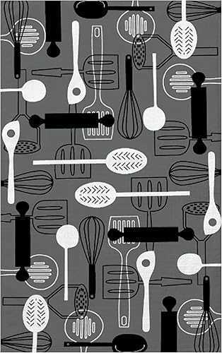 Miniatura 6 de Juego de toallas de cocina 5 paños de cocina de algodón a juego gris, negro, blanco estampado y sólidos con un clip blanco para toallas