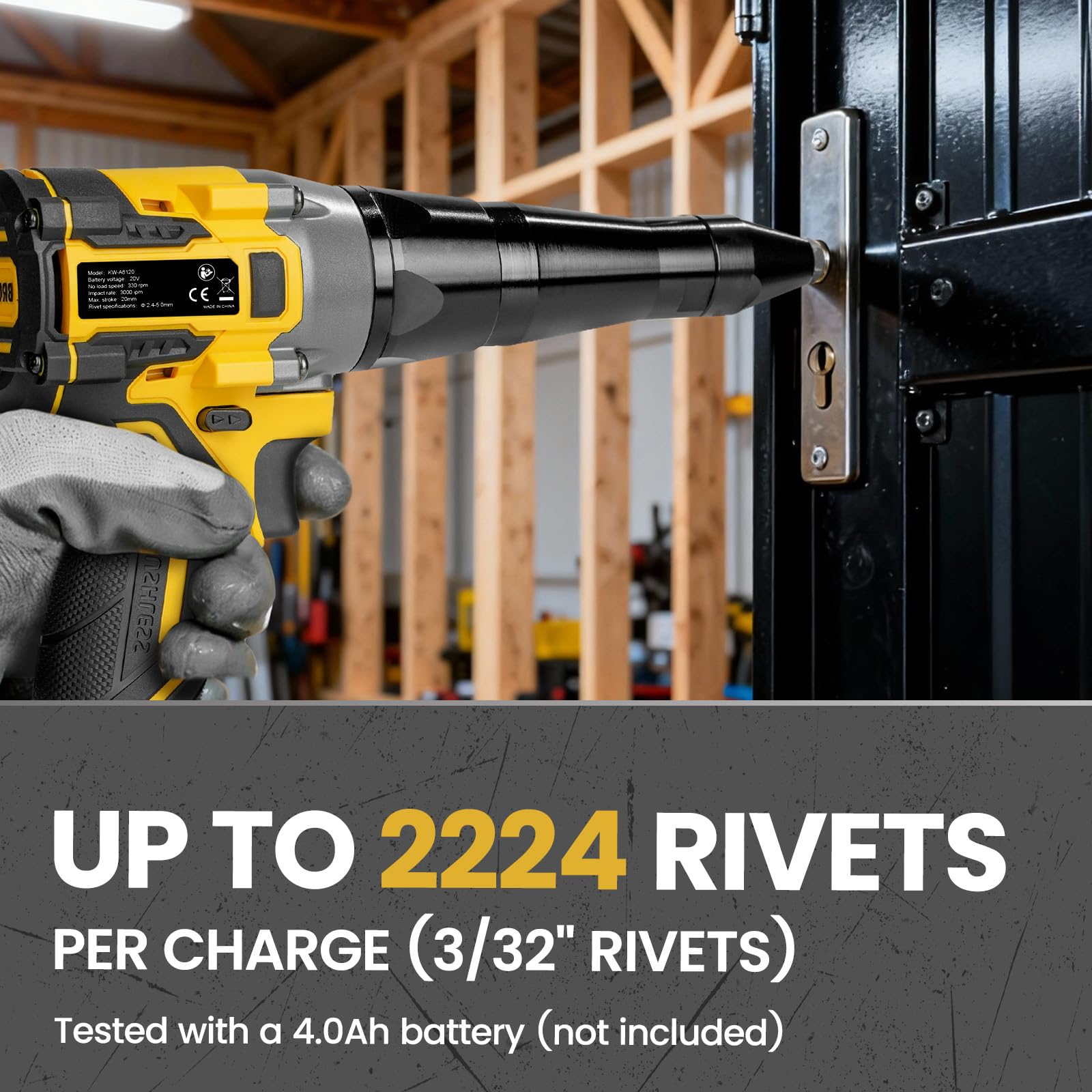Pistola de Remache inalámbrica Compatible con batería Dewalt de 20 V MAX (Solo Herramienta), Herramienta de Remachadora eléctrica sin escobillas de 2248 Lbf, Herramienta de Remache Pop, Remachadora