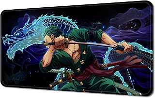YBHNTZ Anime One Piece Zoro Mouse Pad,Extended Large Gaming Mousepad,Non-Slip Rubber Base and Stitched Edges Desk mat for Computer Home Office Work and Study,15.7x31.4x0.12inch (XL02)