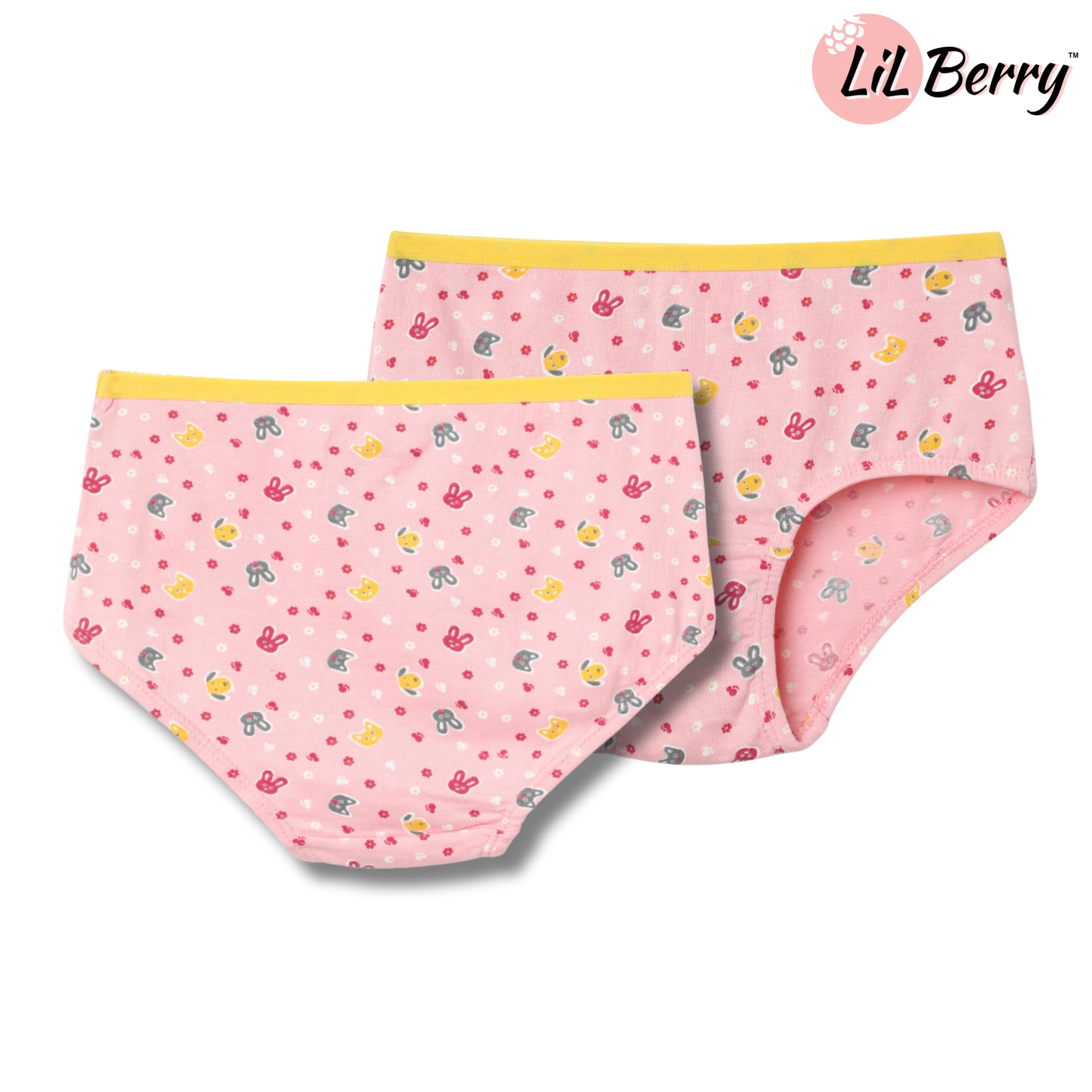 Lil Berry Girls Hipster (Panties Pack of 3) | Super Combed Cotton Elastane Kids Innerwear | Soft Stretch Briefs for Girls | AZO-Free Dyes (6-8 Yrs, Combo 2) 2