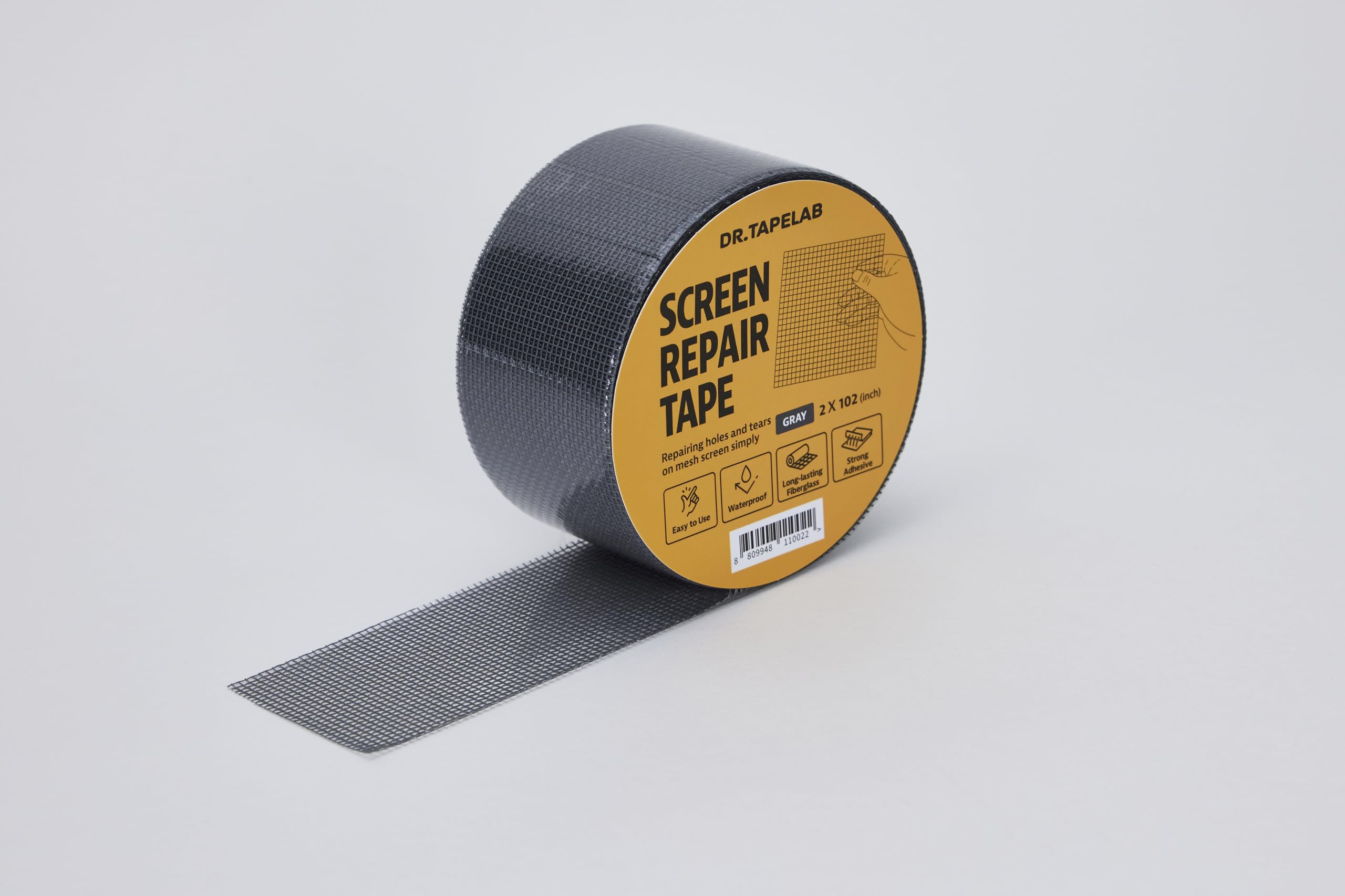 Window Mesh Screen Repair Kit Tape, Strong Adhesive & Waterproof, Covering up Holes and Tears Instantly, for Window and Screen Door, Fiberglass (Gray, 2in x 8.5FT)
