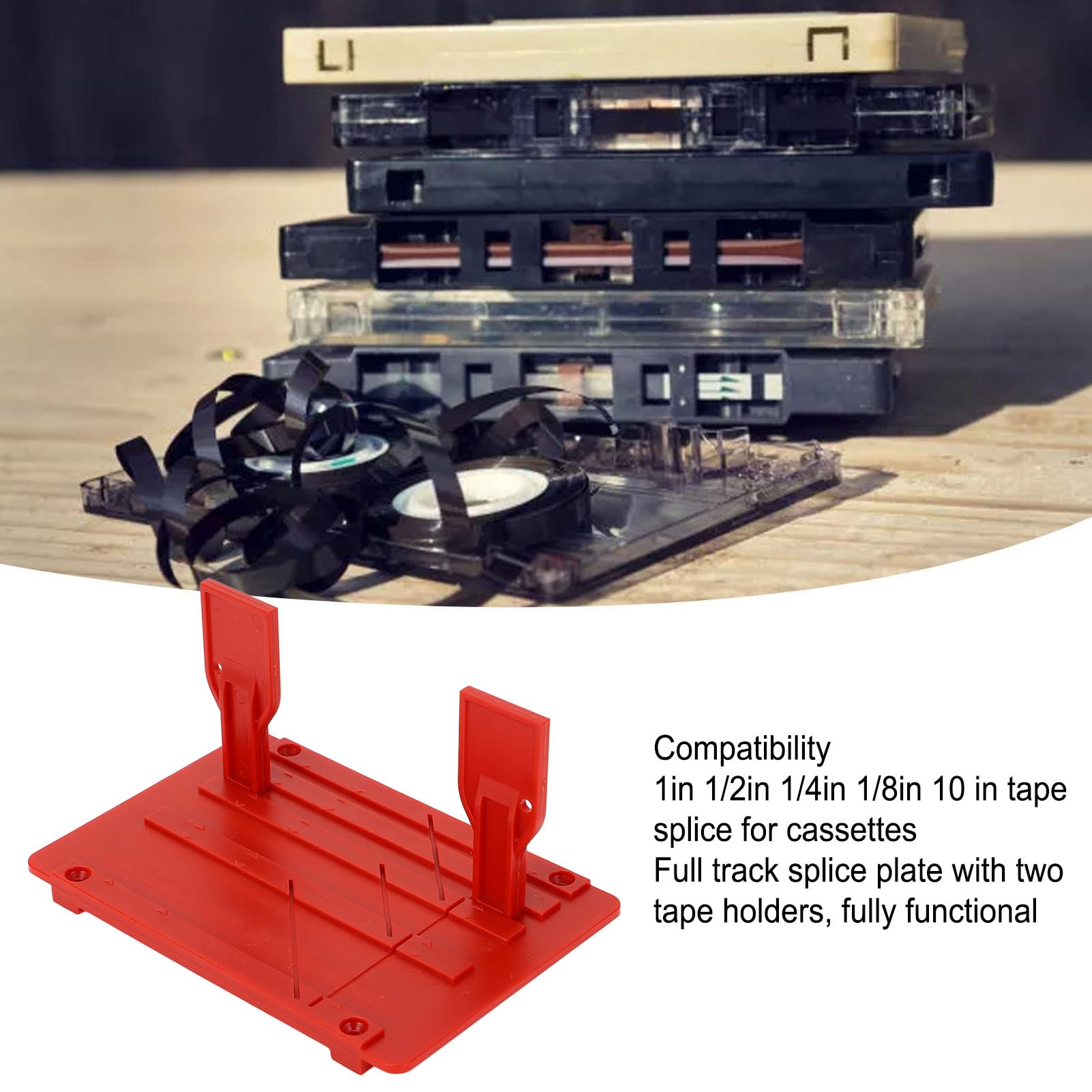 Band-Spleiß-Set, für Universal-Reel-to-Reel-Tonbandgerät, Tape-Spleißplatten-kompatibles Band 1 Zoll, 1/2 Zoll, 1/4 Zoll, 1/8 Zoll Reel-to-Reel-Bänder (Rot)