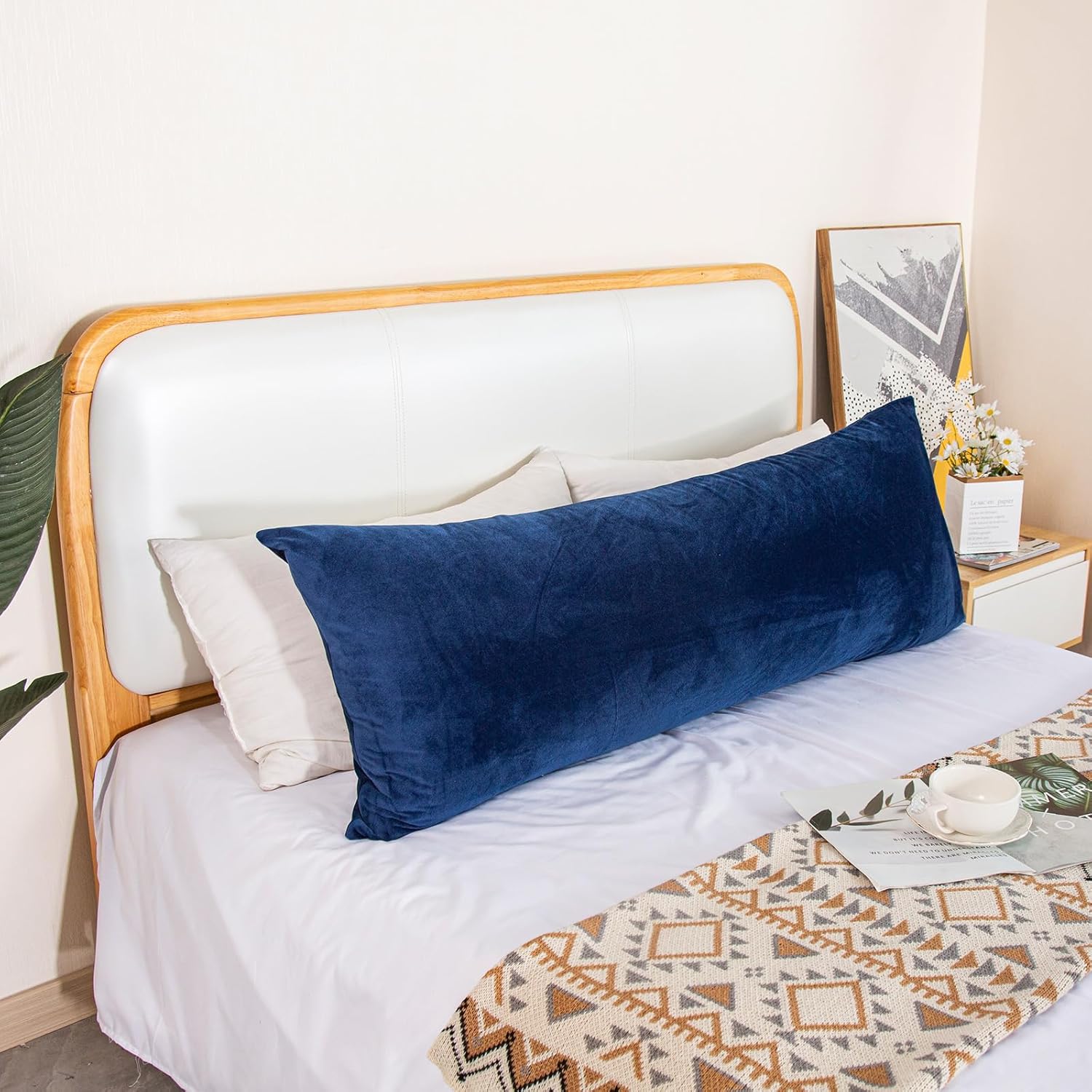 Body Pillow, Memory Foam Body Pillows for Adults Sleeping, Long Pillow for Bed, Big Large Firm Full Body Pillow for Side Sleeper, 20x54 Inch, Navy Blue