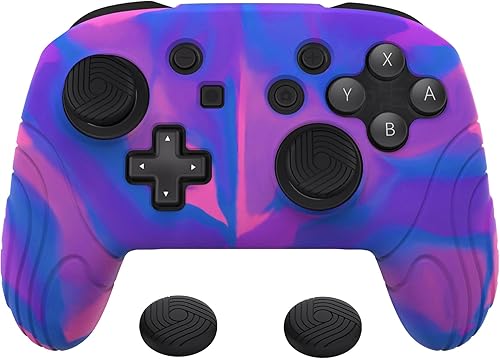 PlayVital Samurai Edition - Funda protectora ergonómica de silicona para Nintendo Switch Pro, suave y antideslizante, protector de agarre para