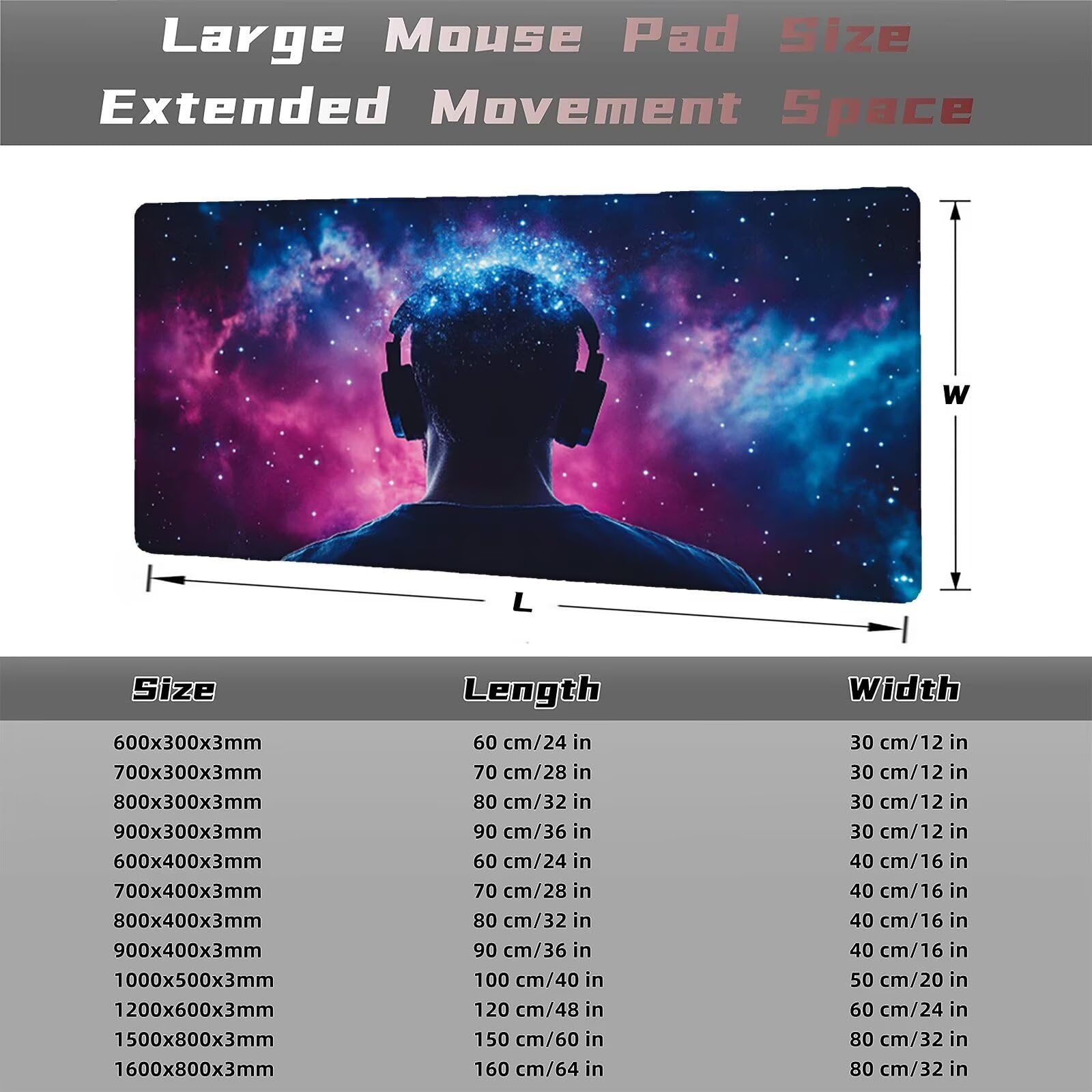 Galaktyka podkładka pod mysz 1200 x 600 mm męska podkładka pod mysz duża japońska podkładka pod mysz antypoślizgowa gumowa podstawa powierzchnia ze szwami na krawędziach mata biurowa do komputera