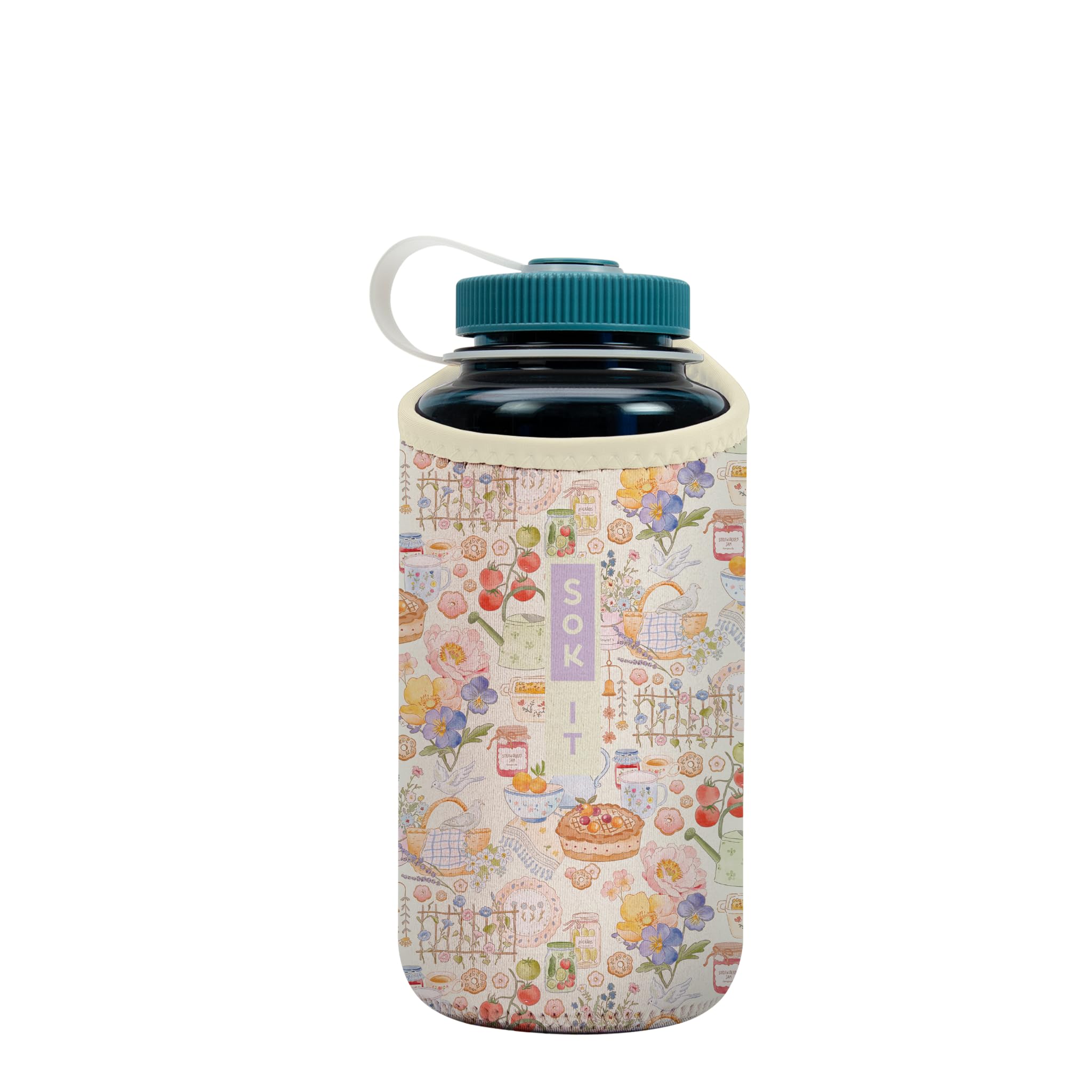 Sok It BotlSok Water Bottle Sleeve Insulated Neoprene Cover (Cottage Core, Fits 32oz Nalgene)
