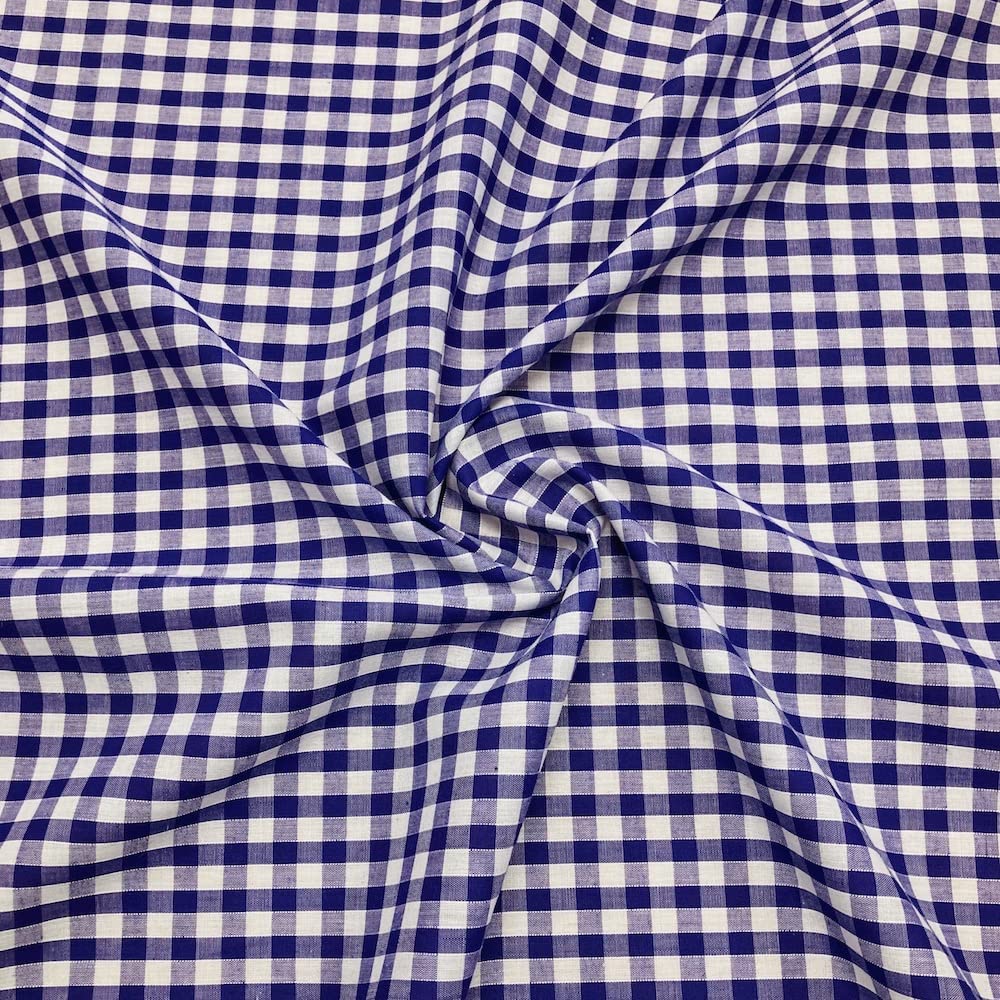 Gingham Check 1/4 Inch Polycotton Fabric (Per Metre) (Purple)