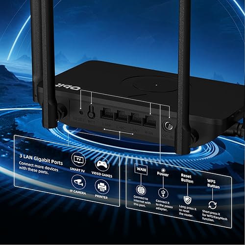 Miniatura 3 de DBIT AX1500 WiFi 6 Router de Internet inalámbrico de doble banda, velocidad inalámbrica de hasta 1.5 Gbps con 4* puertos Gigabit Ethernet,