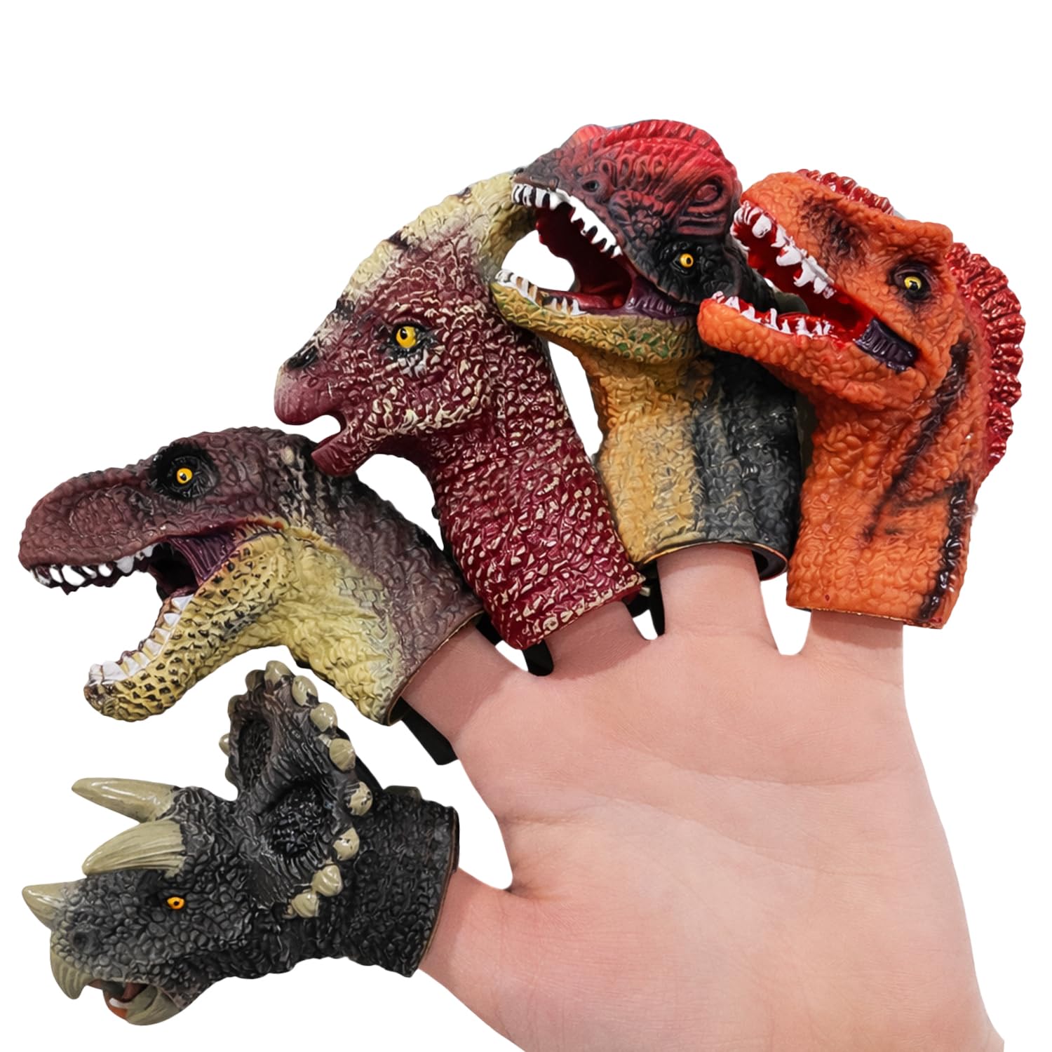 FunBlast Finger Puppets Toys for Kids - Pack of 5 Dinosaur Puppets Toys for Kids, Washable Finger Puppets for Toddlers, Colorful Storytelling Puppet Toy Children - Random Color & Design