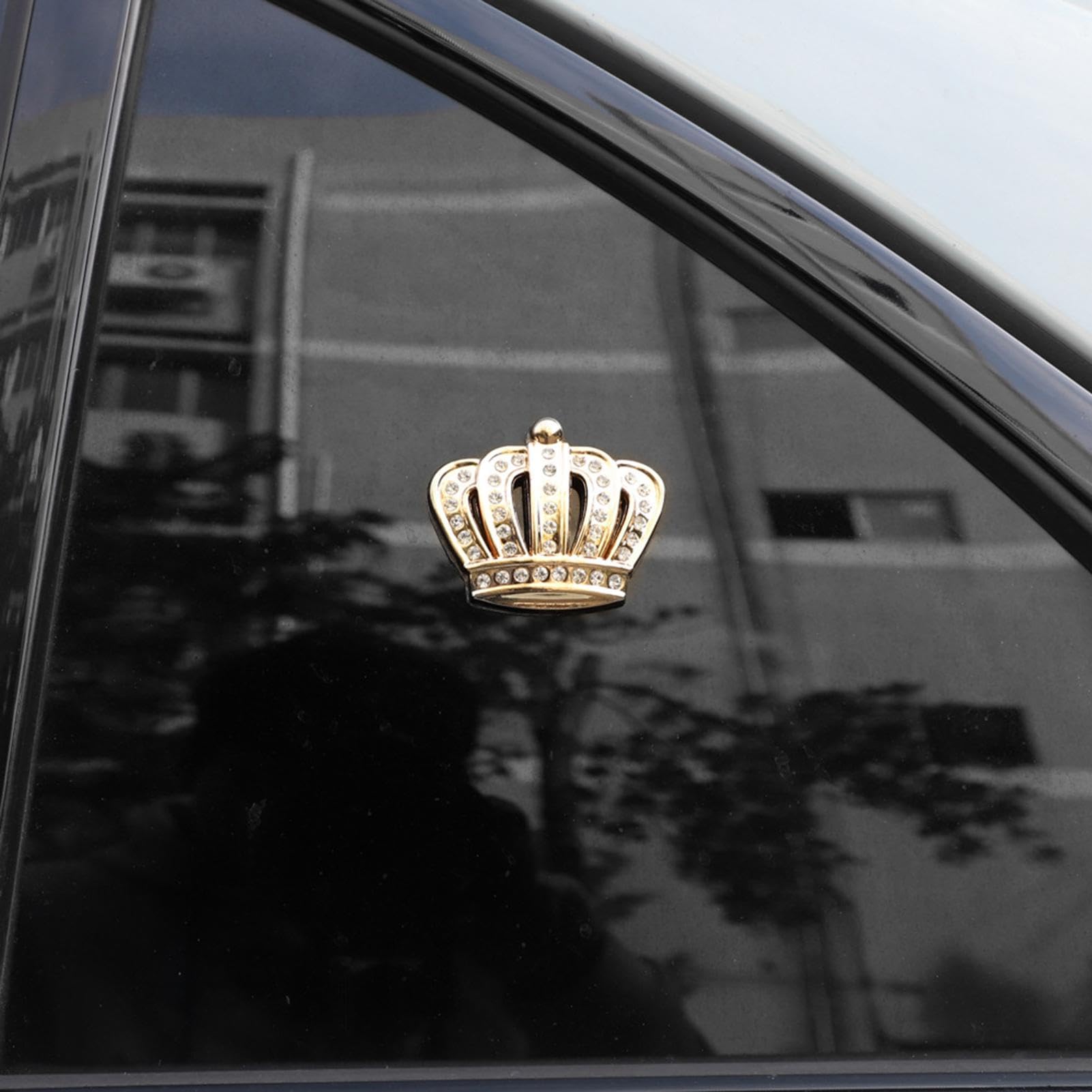 Crystal Princess Crown Car Emblems, Bling Car Decal Stickers, Adhesive Sparkling Window, Sturdy Waterproof Design, Easy to Apply & Remove, Silver Pink Gold and Laptop Decoration