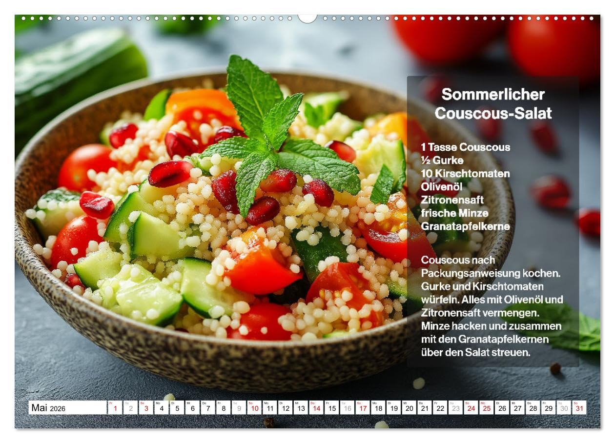 Veganes Soulfood - Leichte vegan Rezepte für jeden Monat (hochwertiger Premium Wandkalender 2026 DIN A2 quer), Kunstdruck in Hochglanz: Jeden Monat ... lecker und saisonal! (CALVENDO Lifestyle)